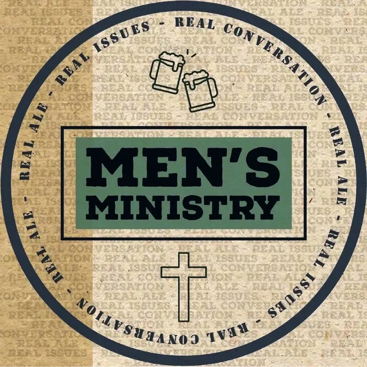 Men's Ministry Brown Beer Coaster with Green logo, Real Ale, Real Issues, Real Conversations, Cross