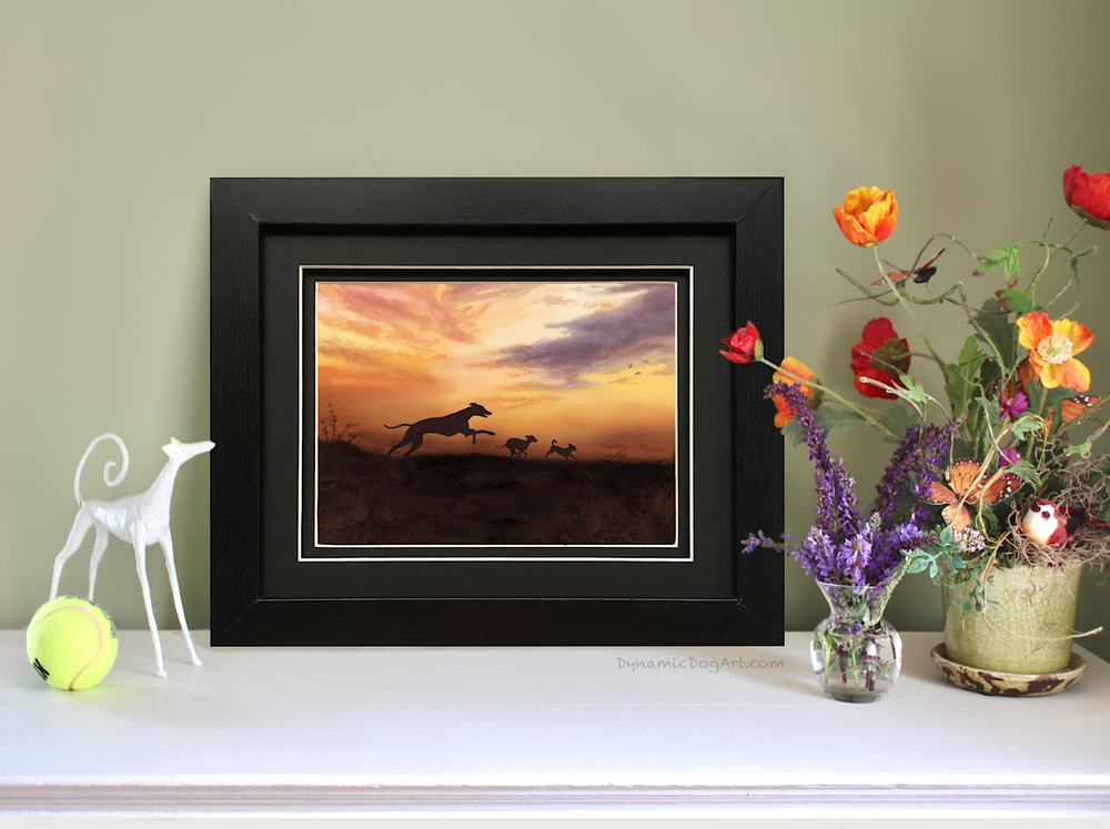 Sunset Run dog art print by Jennifer Robak — Dynamic Dog Art