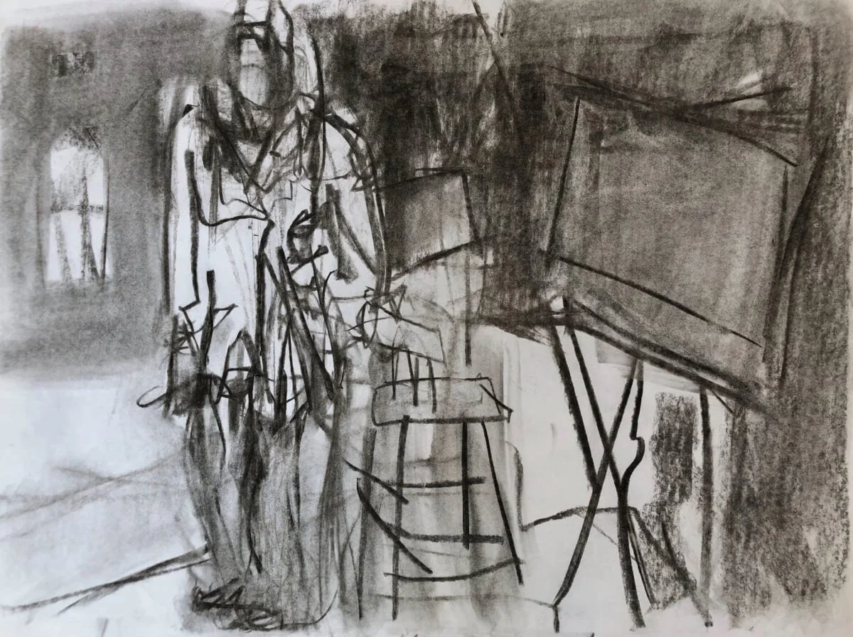 Untitled (classroom demo), charcoal on paper, 18 x 24", 2019