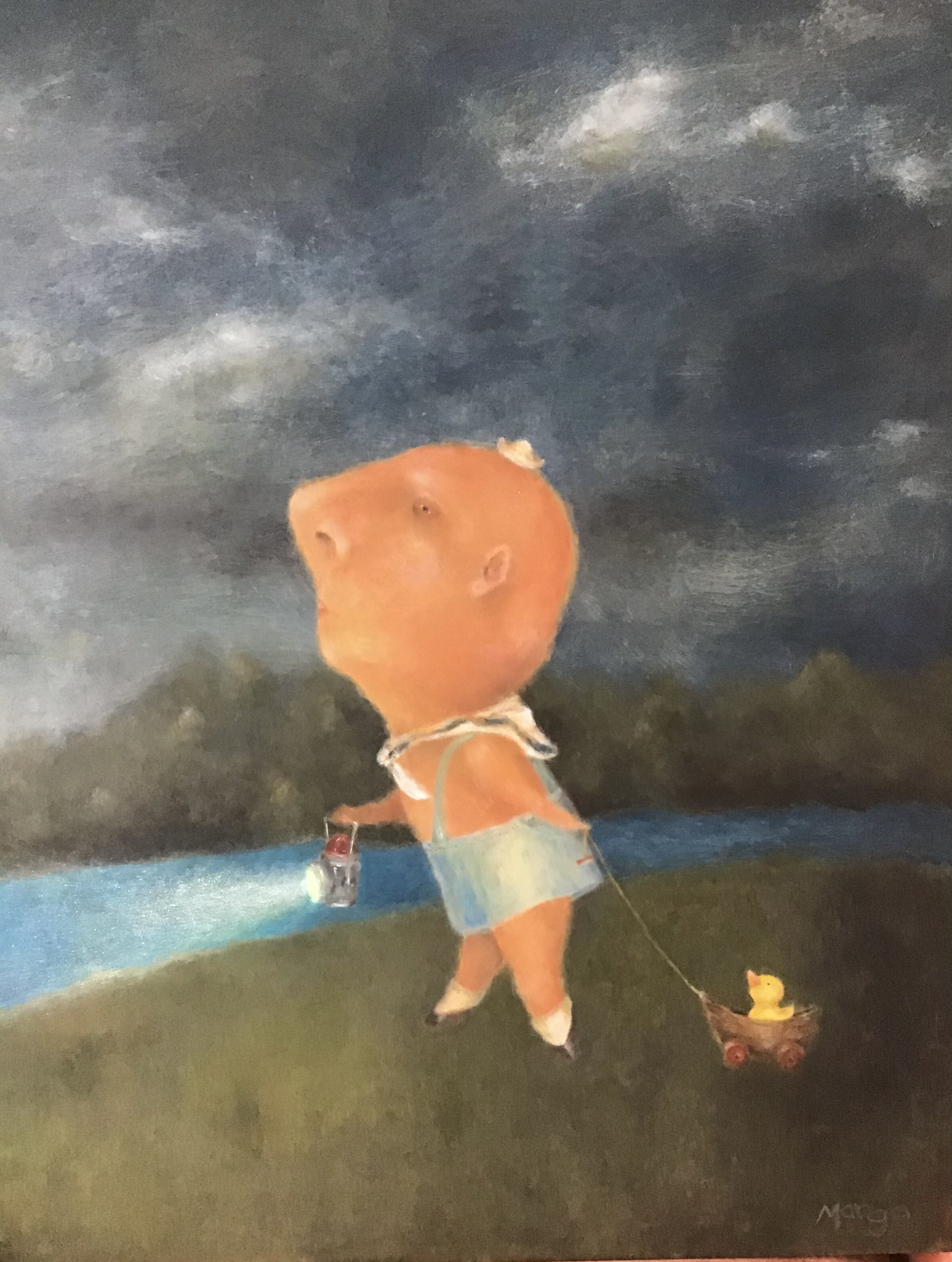 "The Launch” Acrylic on wood, 30×24- $1100.00