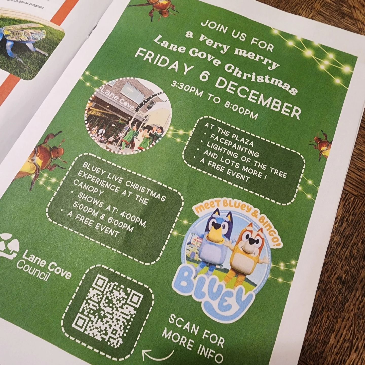 There's lots happening this Friday in The Canopy and Plaza this coming Friday, including the lighting of the Xmas tree at 8pm and a free Bluey Live Christmas Experience! 

#Christmasiscoming #summerholidays #lanecove