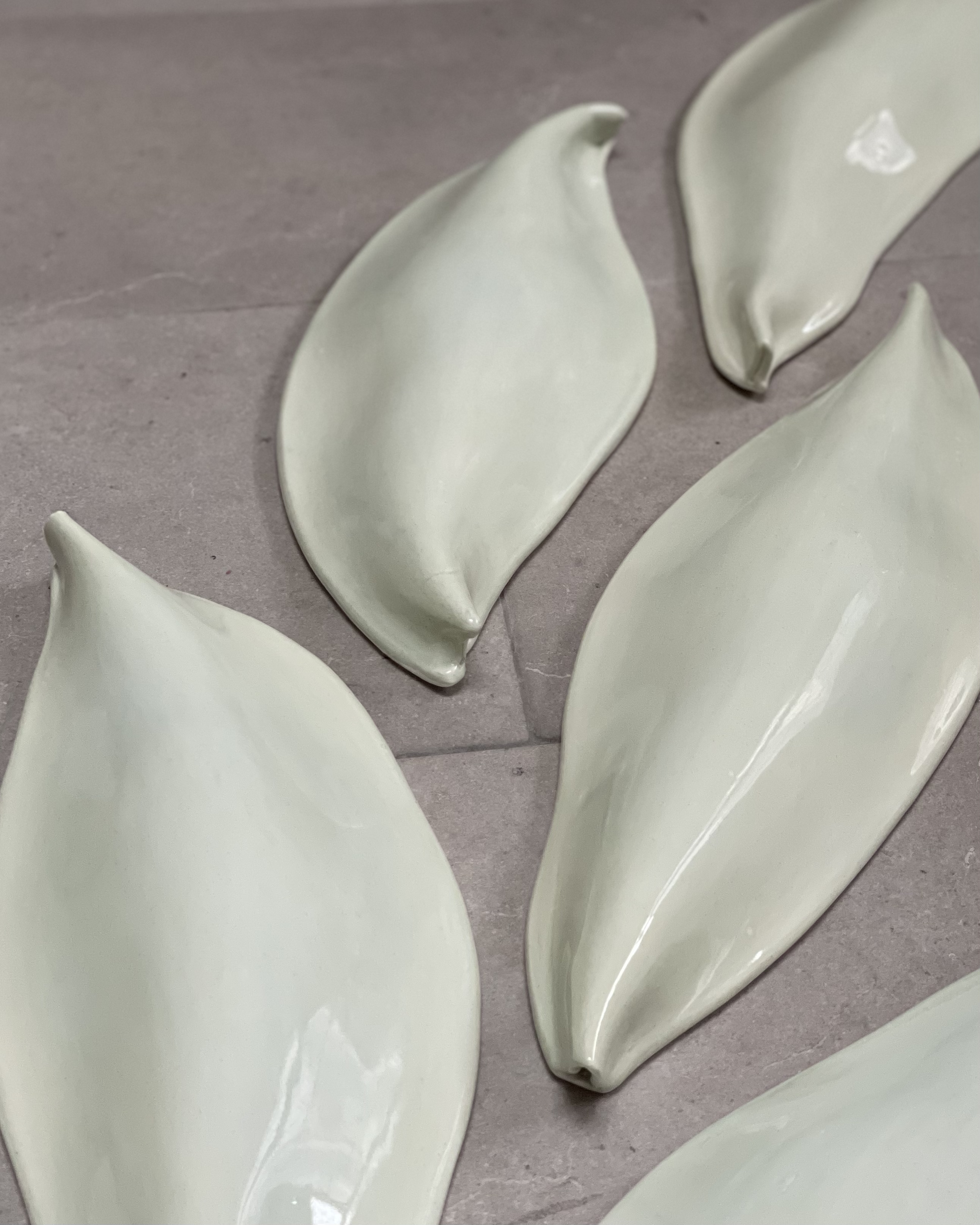 Celadon Variations, 2021 (approximately 16.5 - 19 in x 6.5 in/42 - 48  x 16.5 cm each)