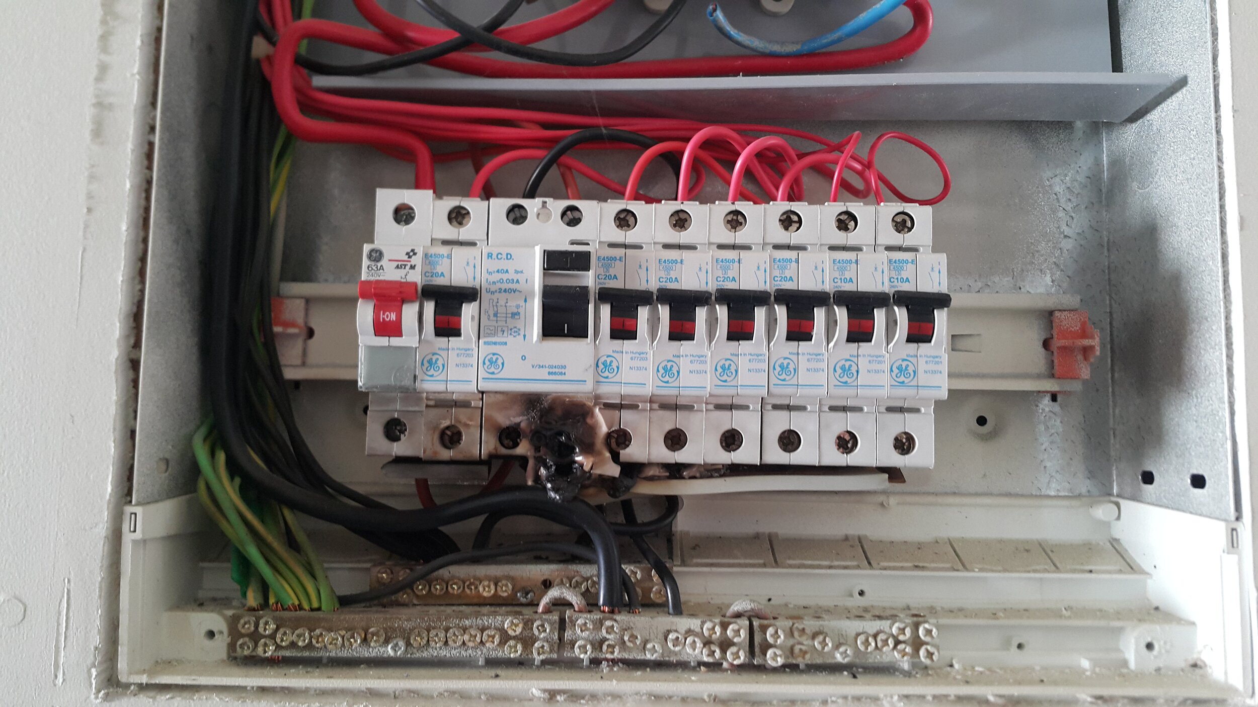 Loose bus-bar arced melted all the circuit breakers.