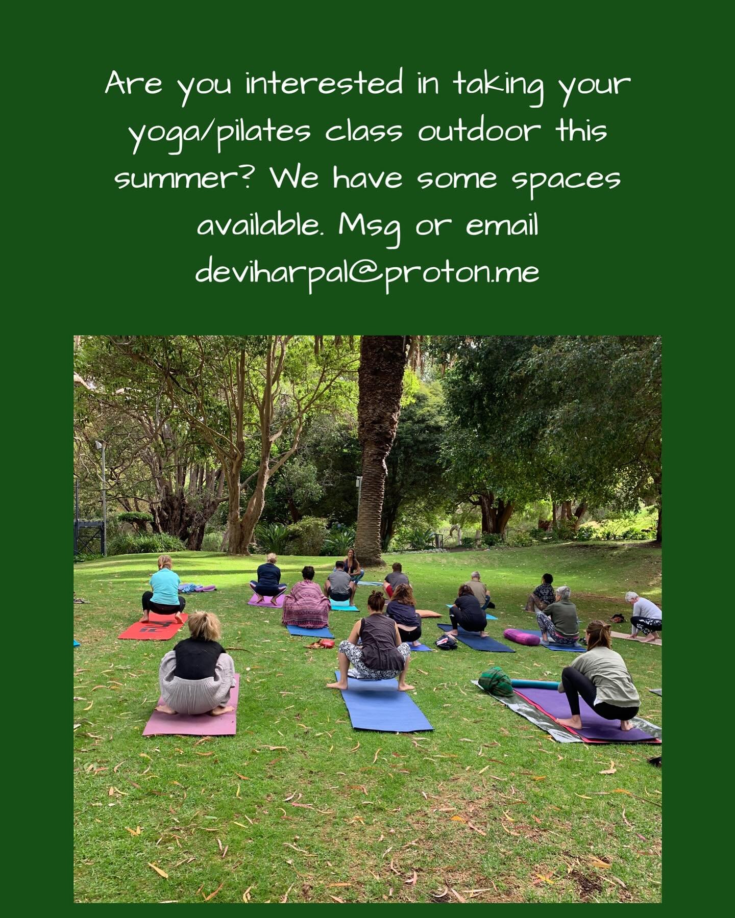 Some spaces available in Yallingup Yoga in the garden this summer. Tai Chi, Pilates and Qi Gong also invited. Msg me or email deviharpal@proton.me #yogainthegarden #outdooryogaclass #consciousawareness #innerbalance #soulsearchingjourney #yallingup #