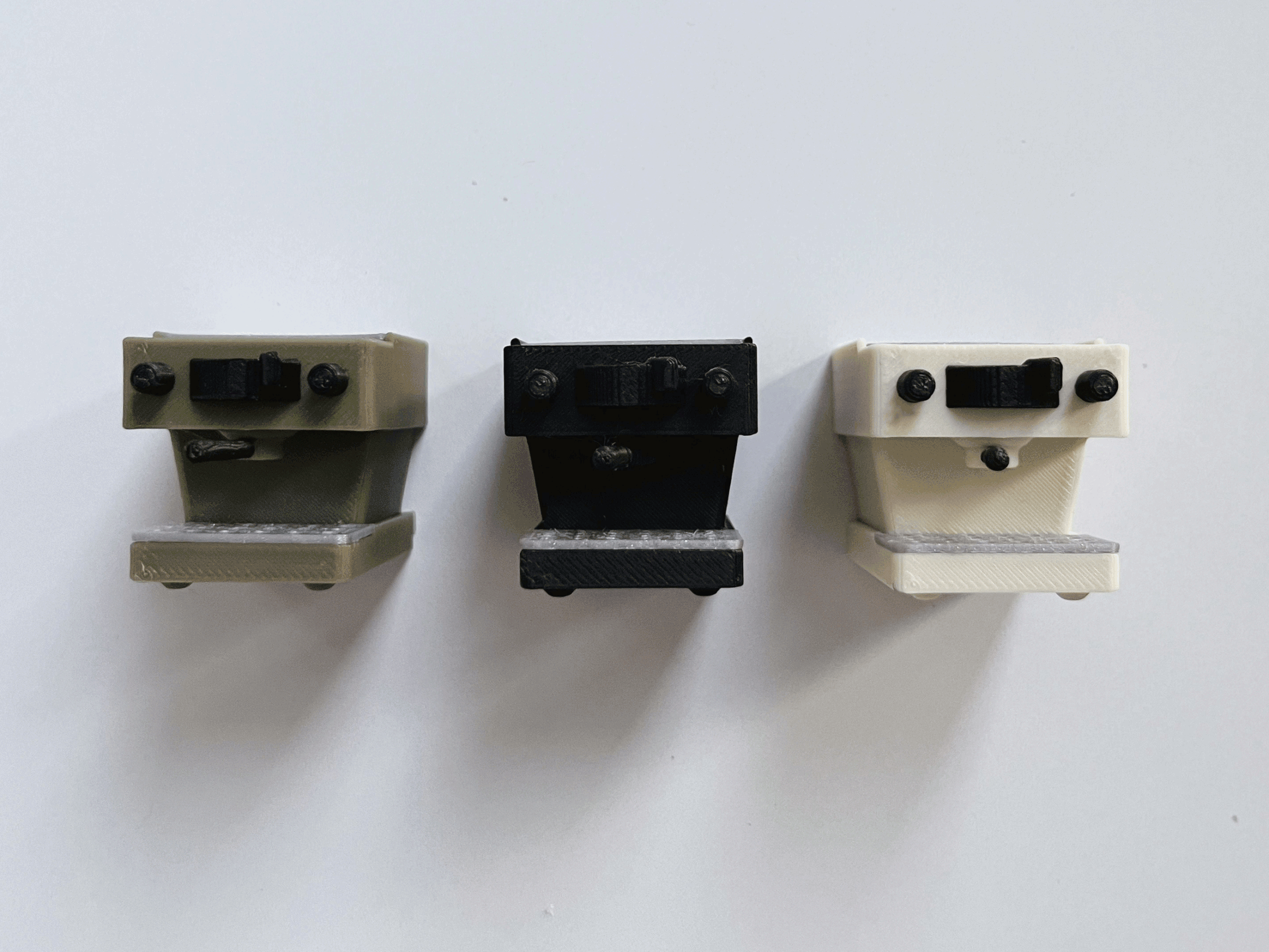 Dollhouse coffee and espresso makers in 3 colors: Black, olive green, and ivory. Customize by choosing the color that suits your miniature kitchen. (Copy)