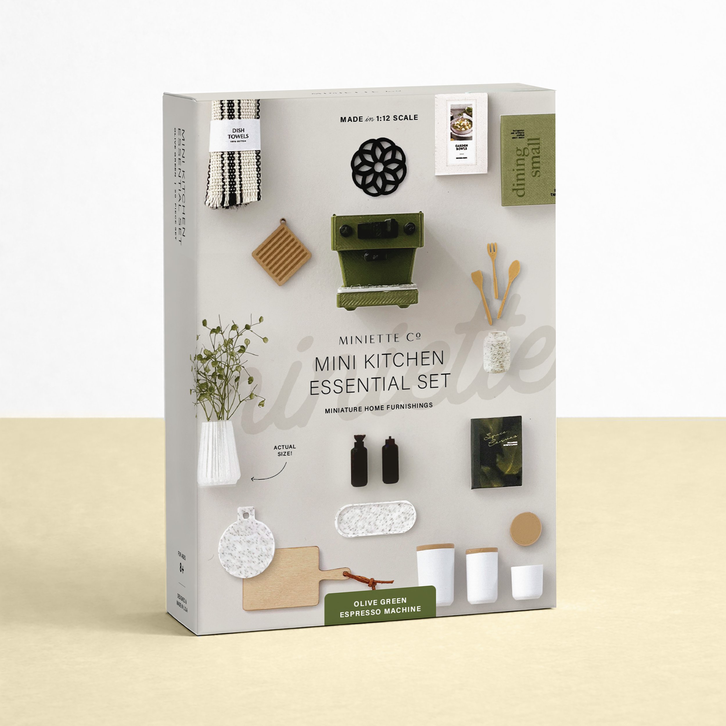 1:12 scale miniature kitchen accessories set and miniature espresso machine