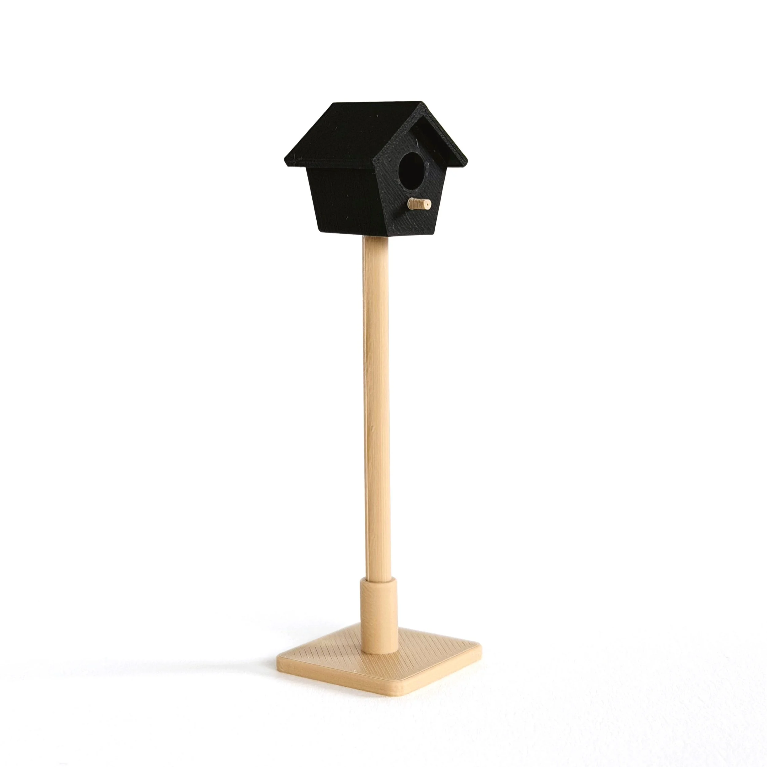 1:12 scale miniature birdhouse black with wood roof