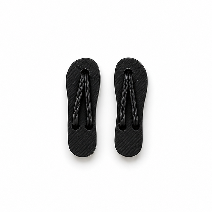 Black dollhouse flip flops with simple, modern design