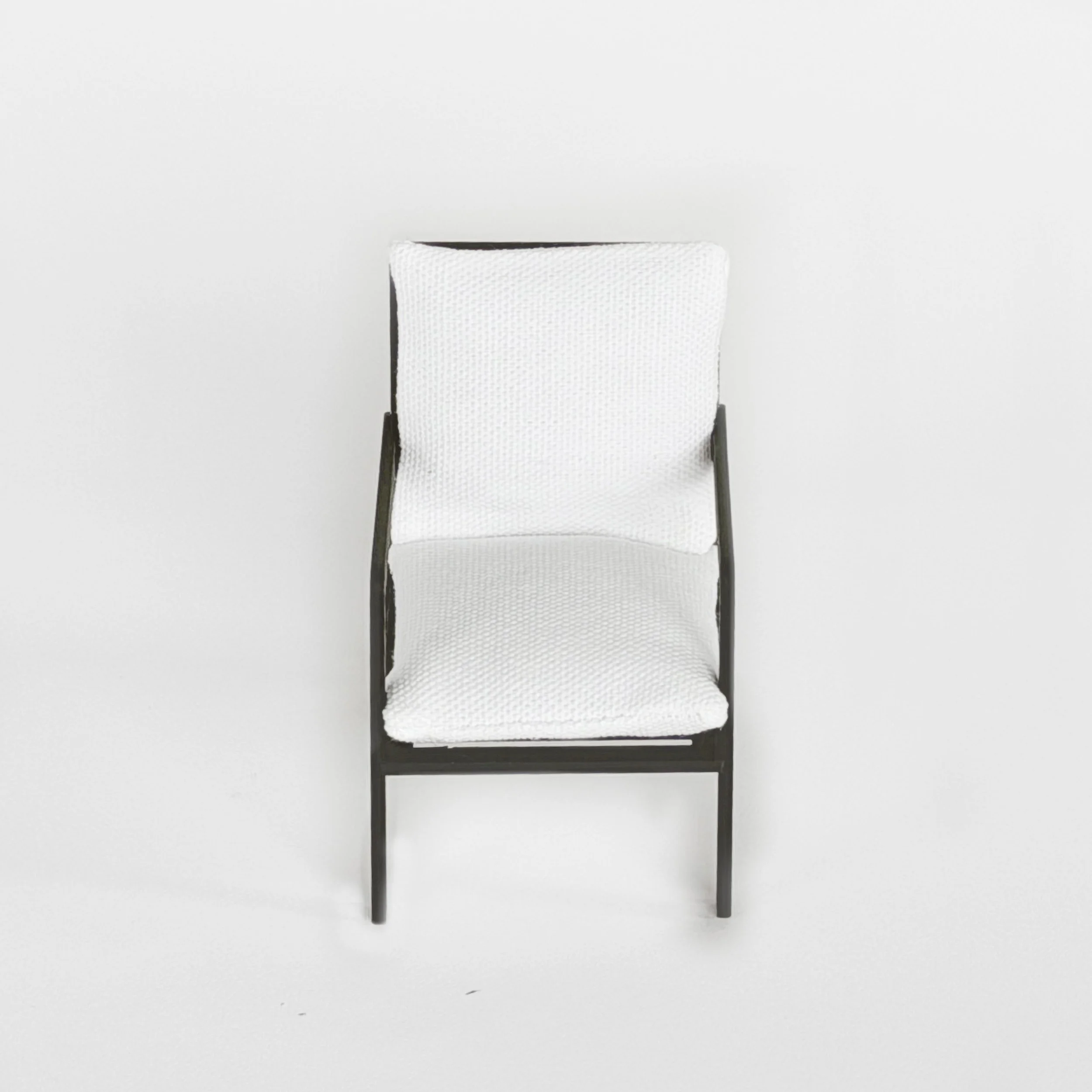 Modern 1:12 scale miniature armchair in black finish, contemporary dollhouse accent chair for living room or bedroom styling