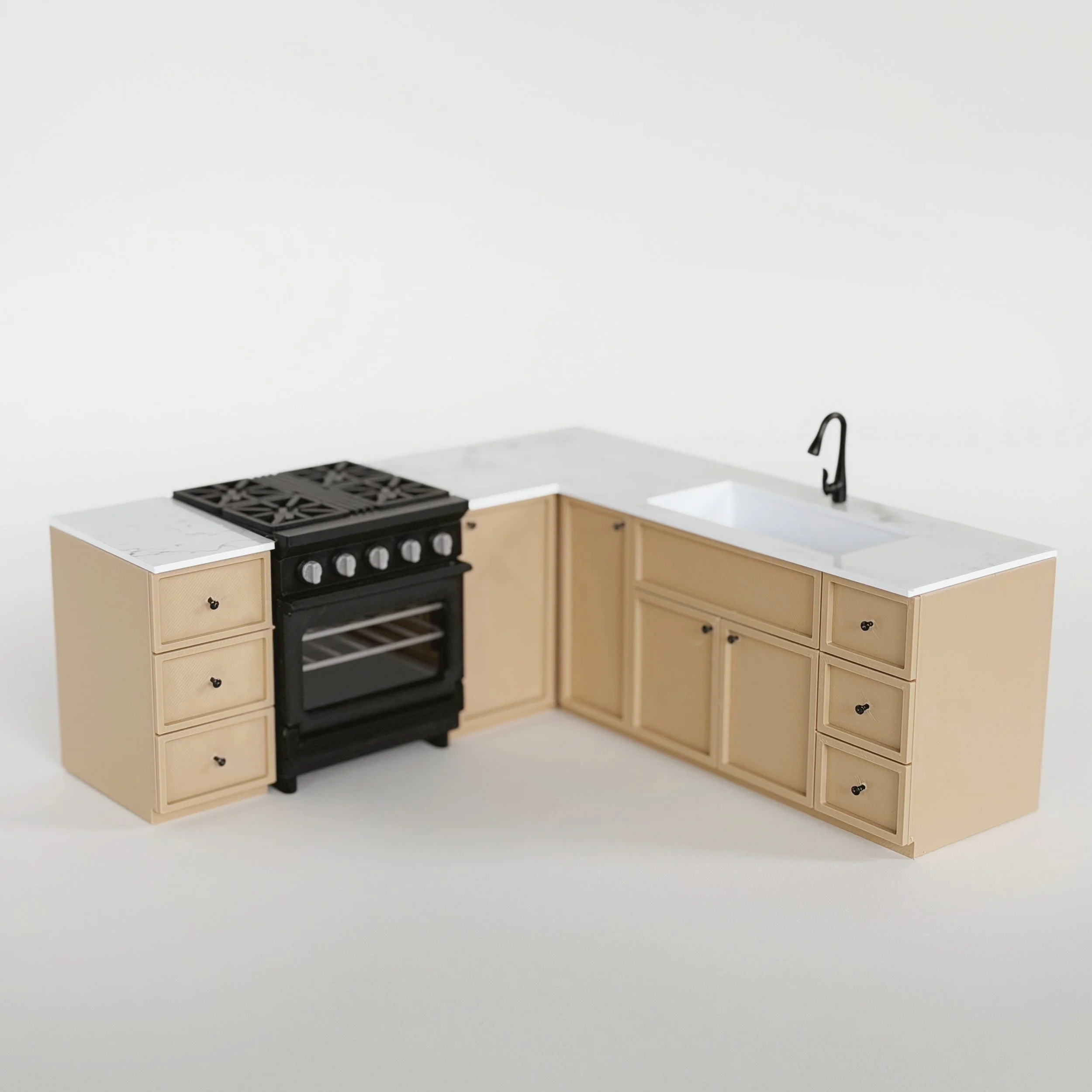 Miniature Olive Green Shaker Kitchen Cabinet & Stove Oven Set