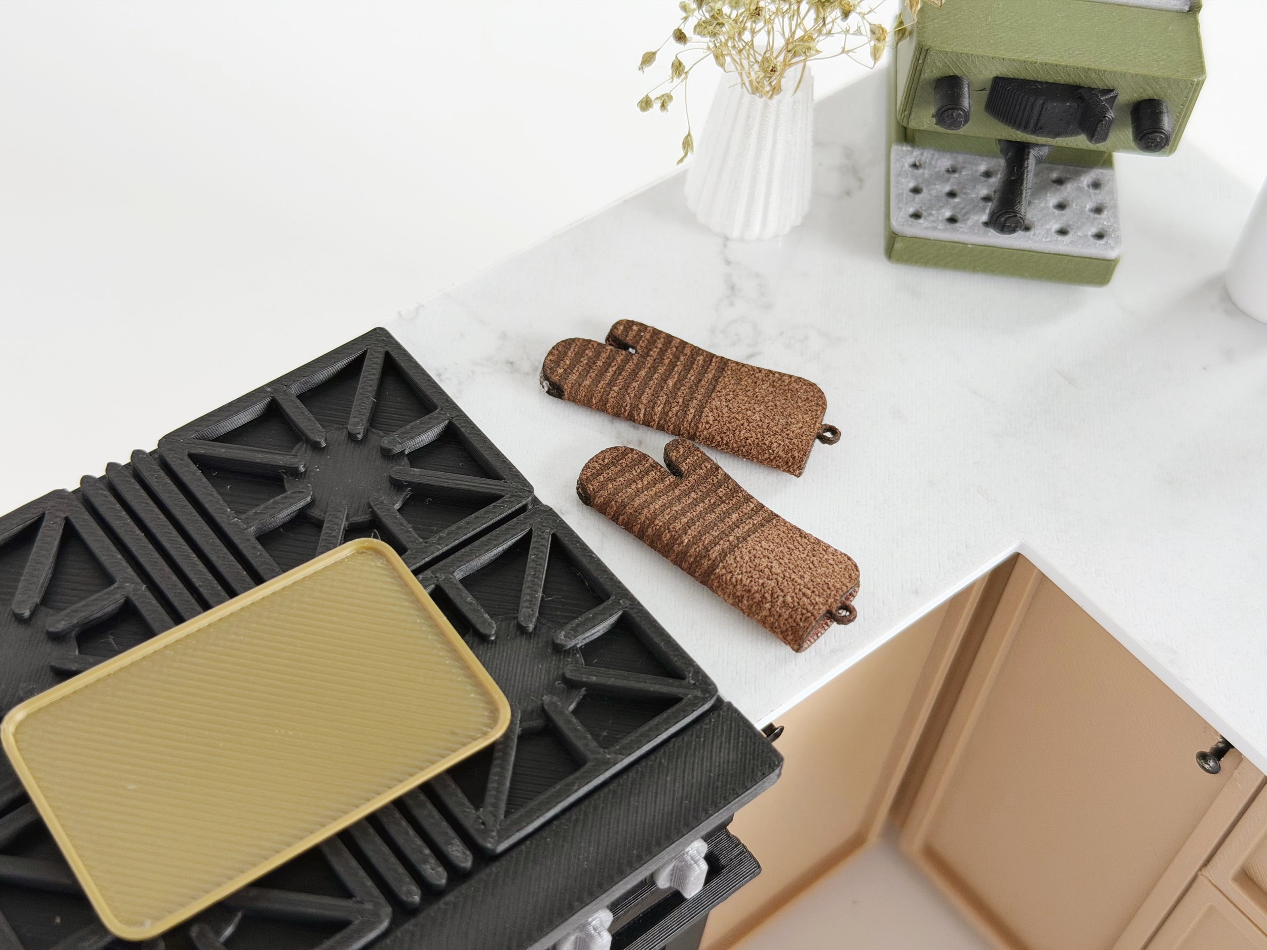 Miniature Faux Leather Oven Mitts