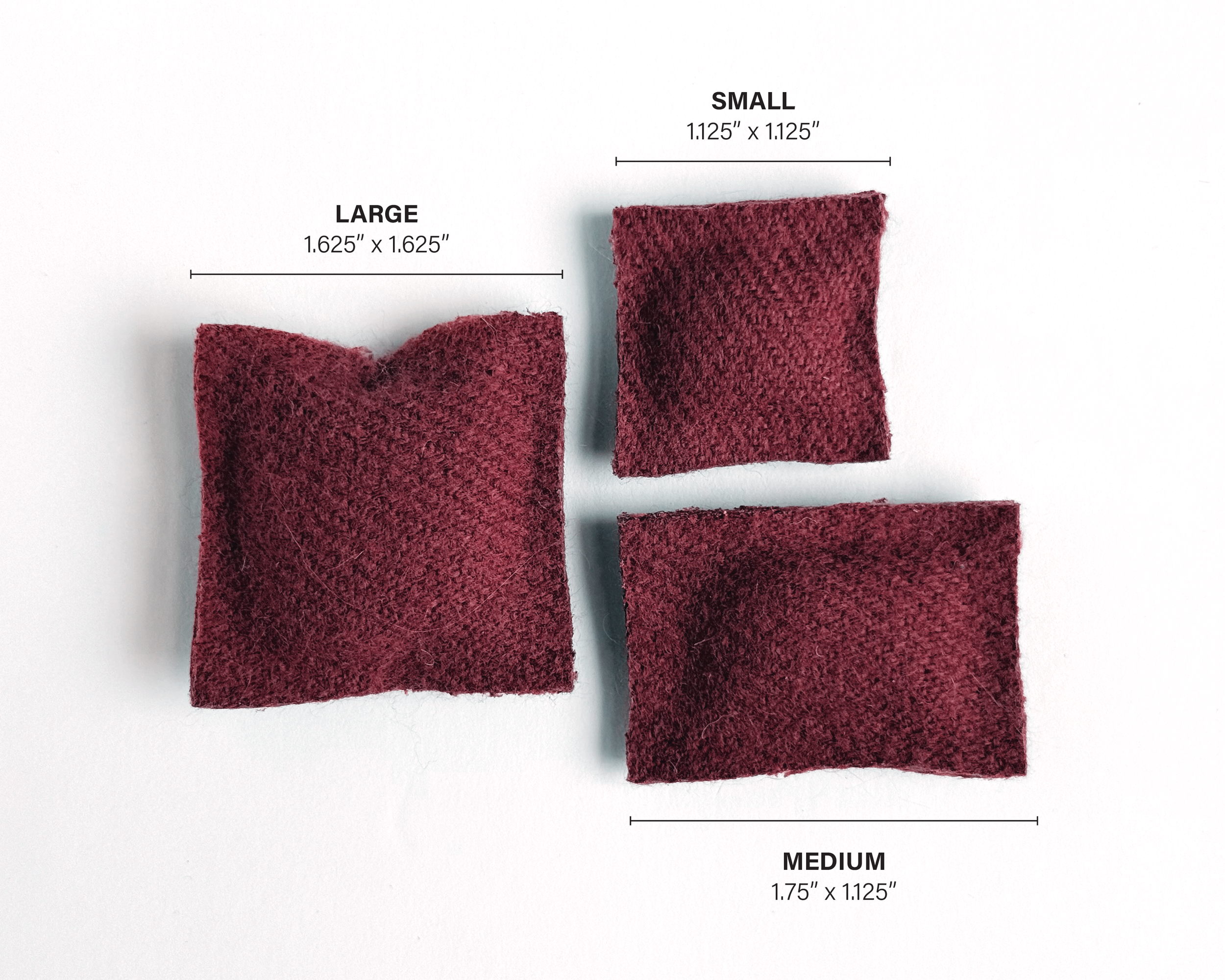 Set of 3 miniature dollhouse throw pillows in 1:12 scale. Handmade solid woven acrylic pillows in currant.