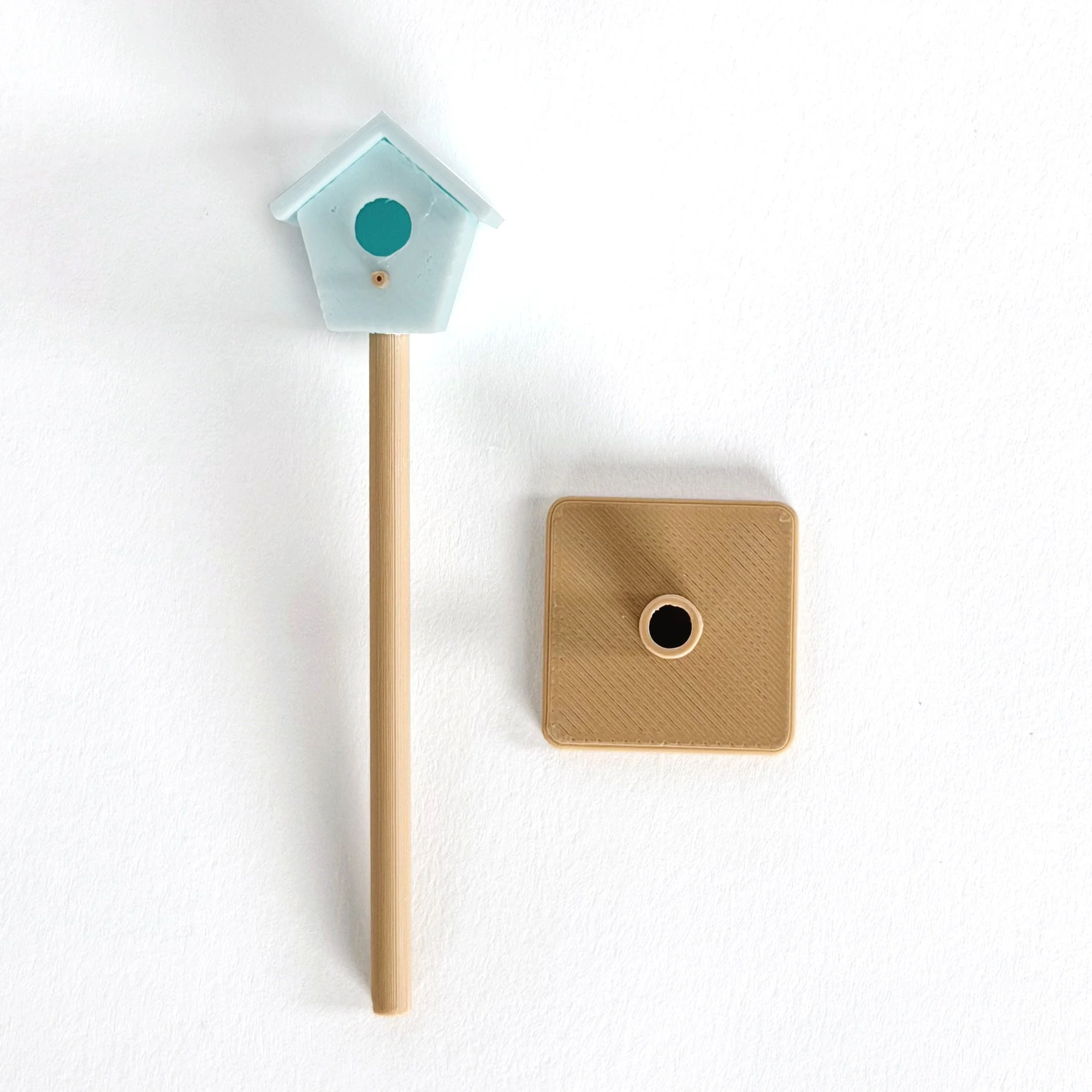 small birdhouse miniature with removable stand