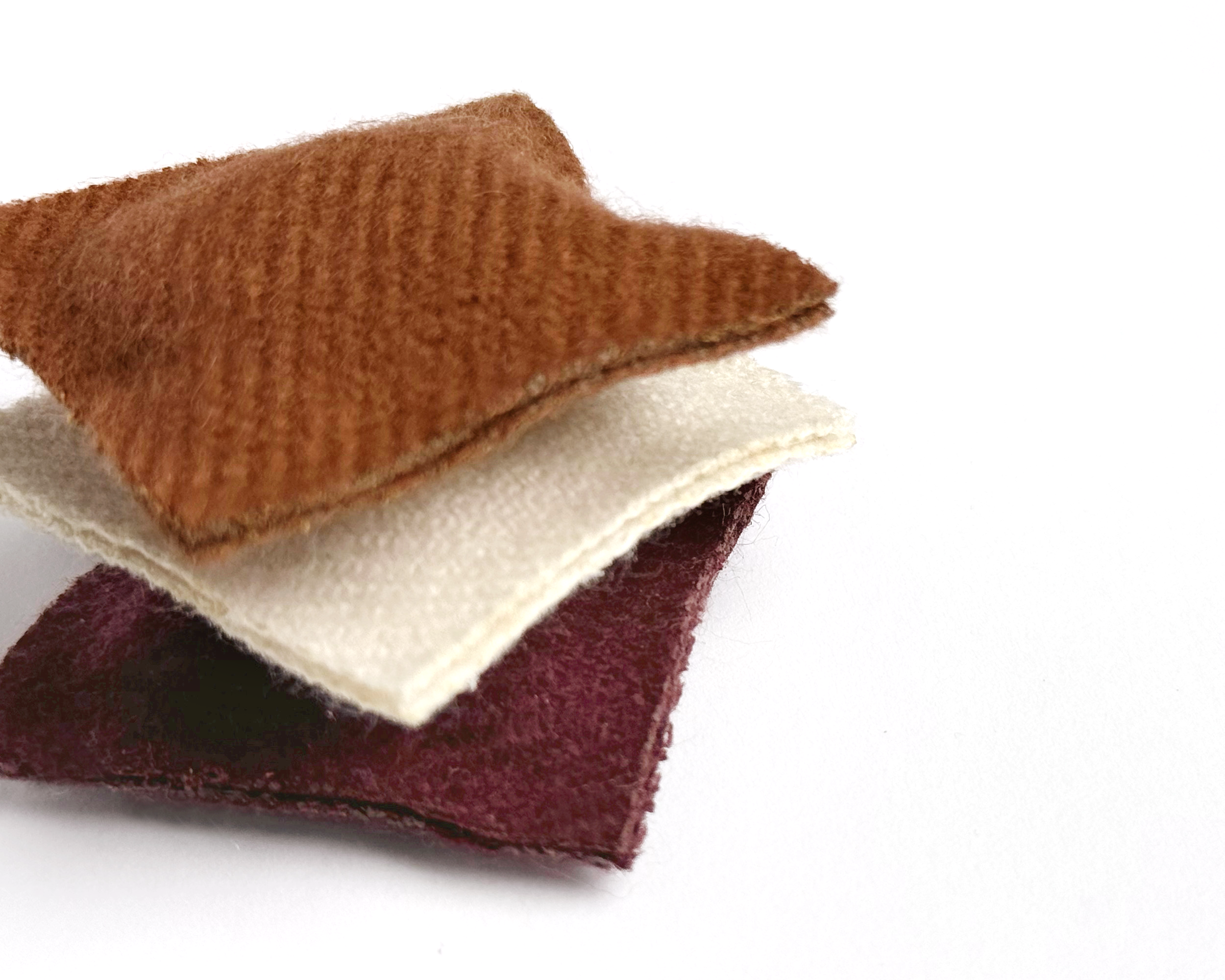 Set of 3 miniature dollhouse throw pillows in 1:12 scale. Handmade solid woven acrylic pillows in ivory, terra cotta, or royal currant. (Copy) (Copy)