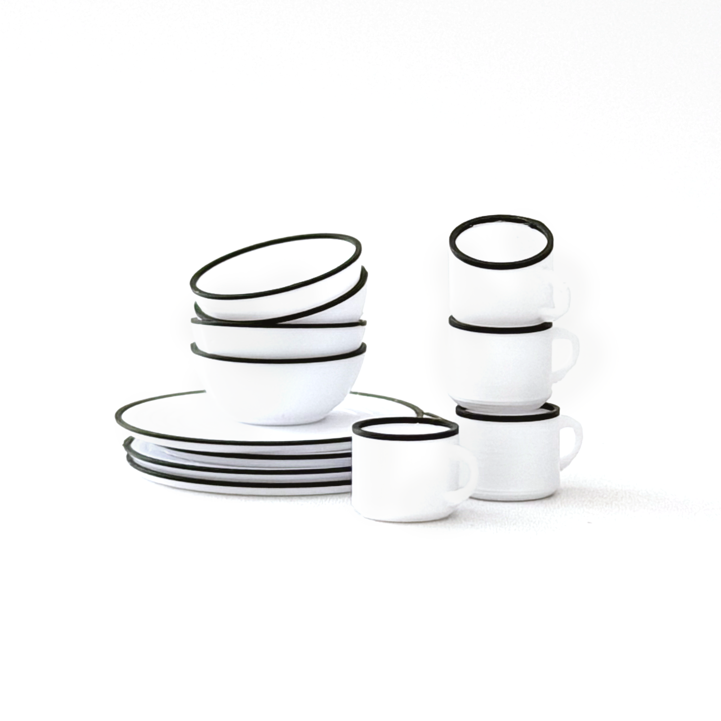 Miniature Enamel Dish Set - 12pc