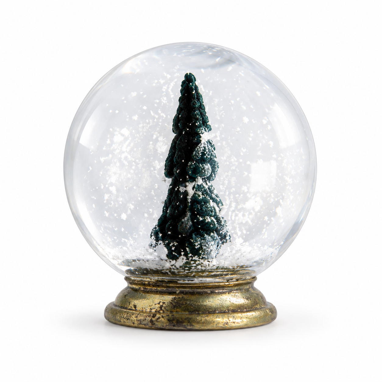 Miniature Evergreen Snow Globe with Gold Base.png