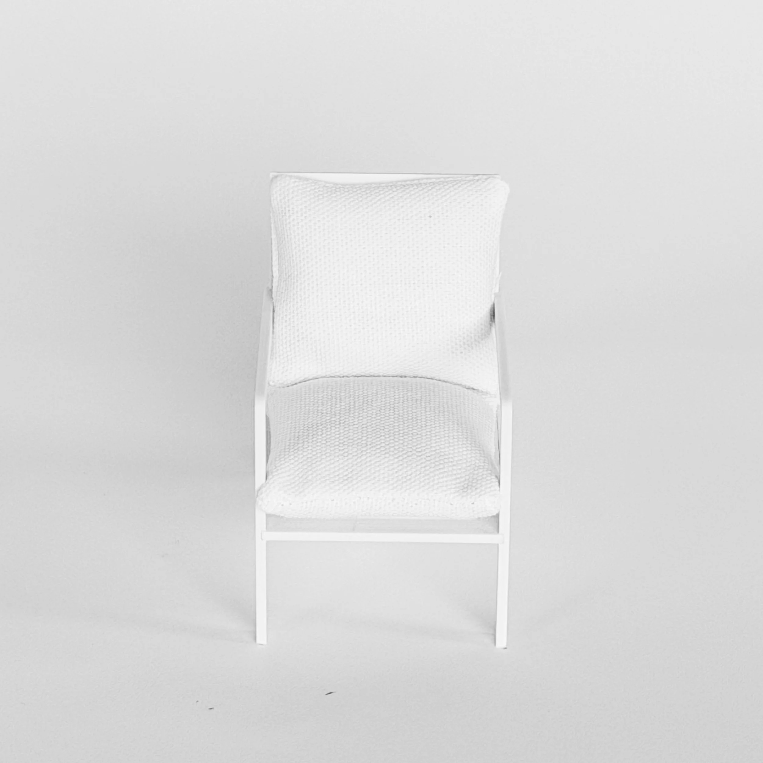 Modern 1:12 scale miniature armchair in white finish, contemporary dollhouse accent chair for living room or bedroom styling