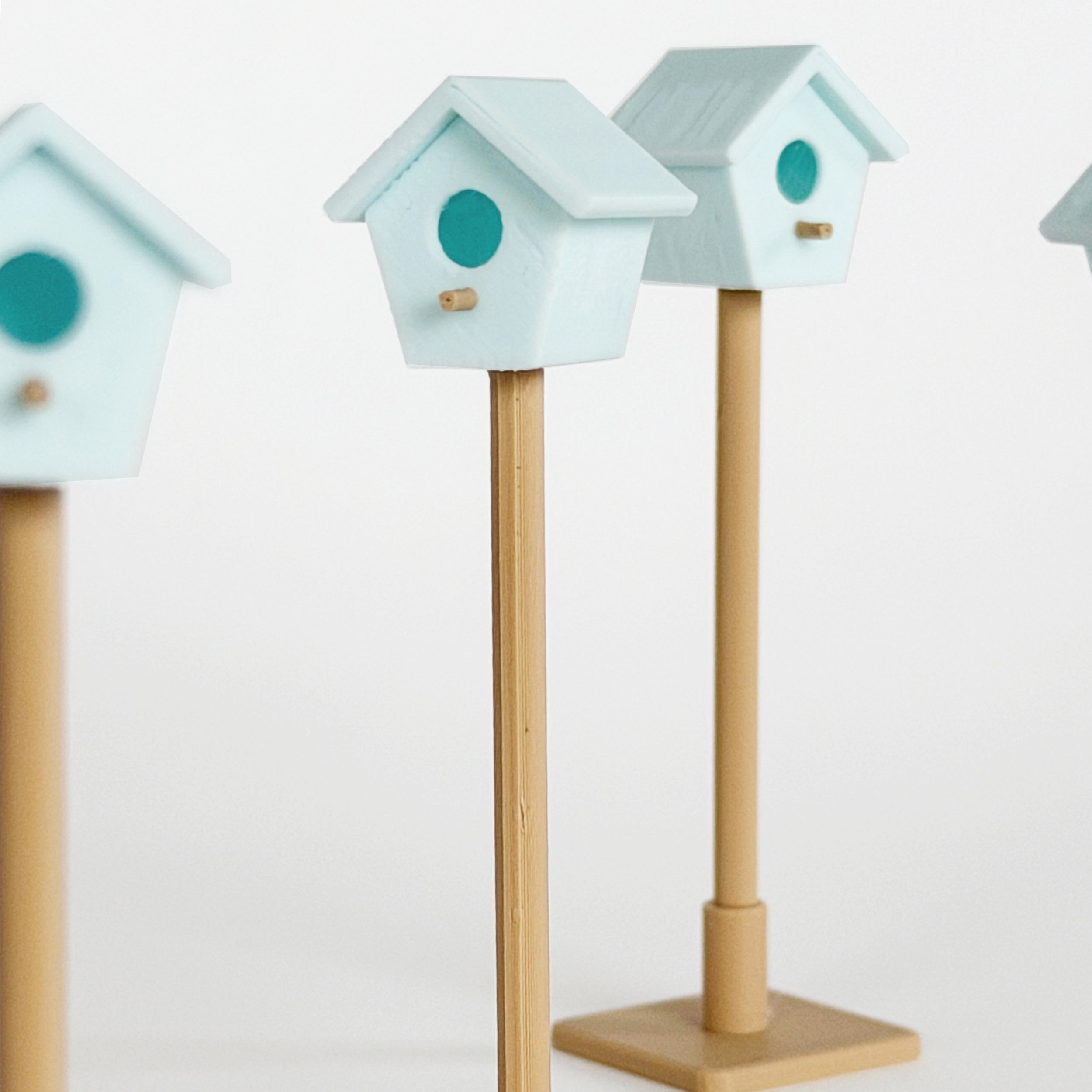 pale blue miniature birdhouse dollhouse outdoor accessory
