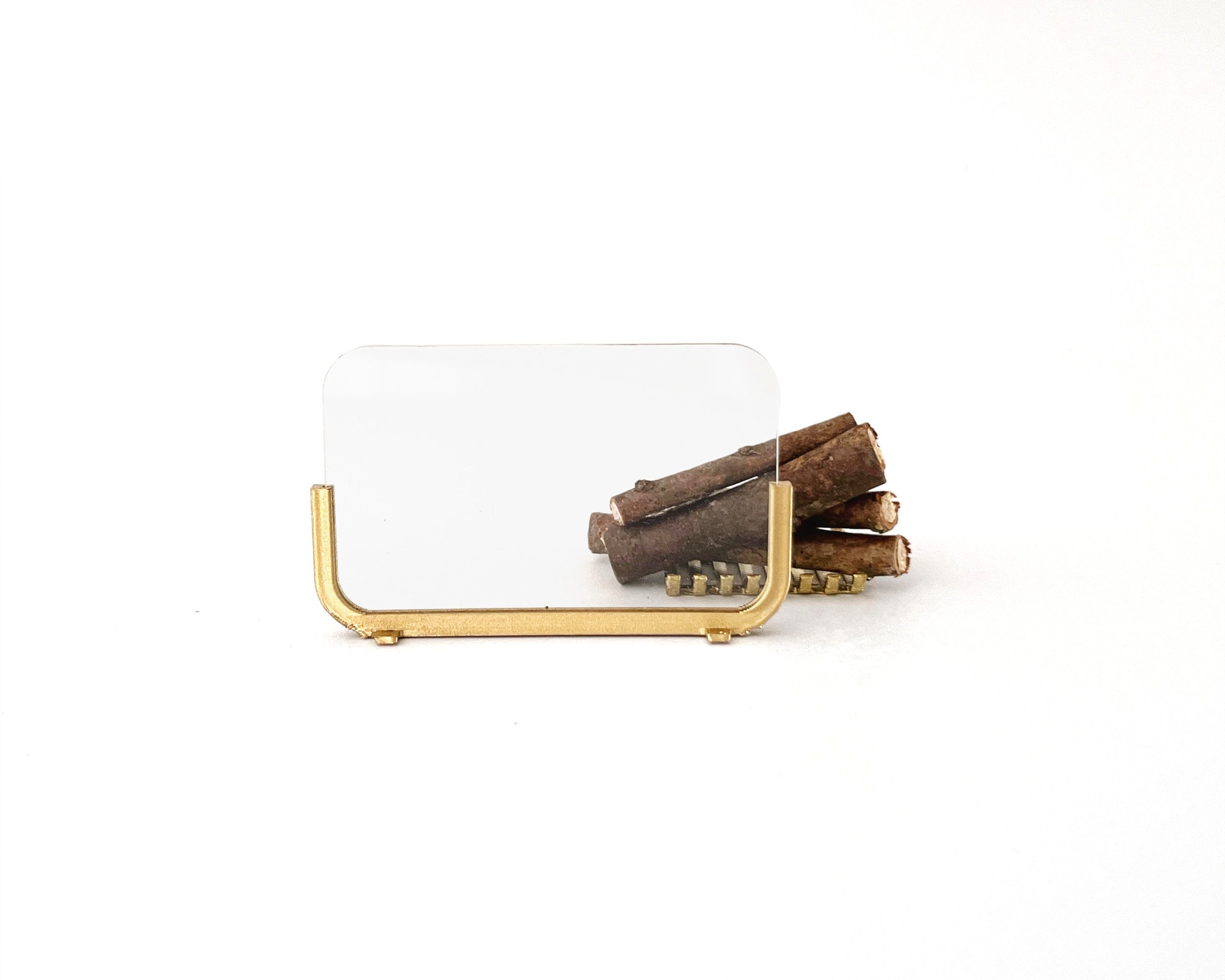 Miniature gold fireplace screen, gold firewood holder and bundle of firewood. Perfect for adding warmth to your dollhouse scene. (Copy)