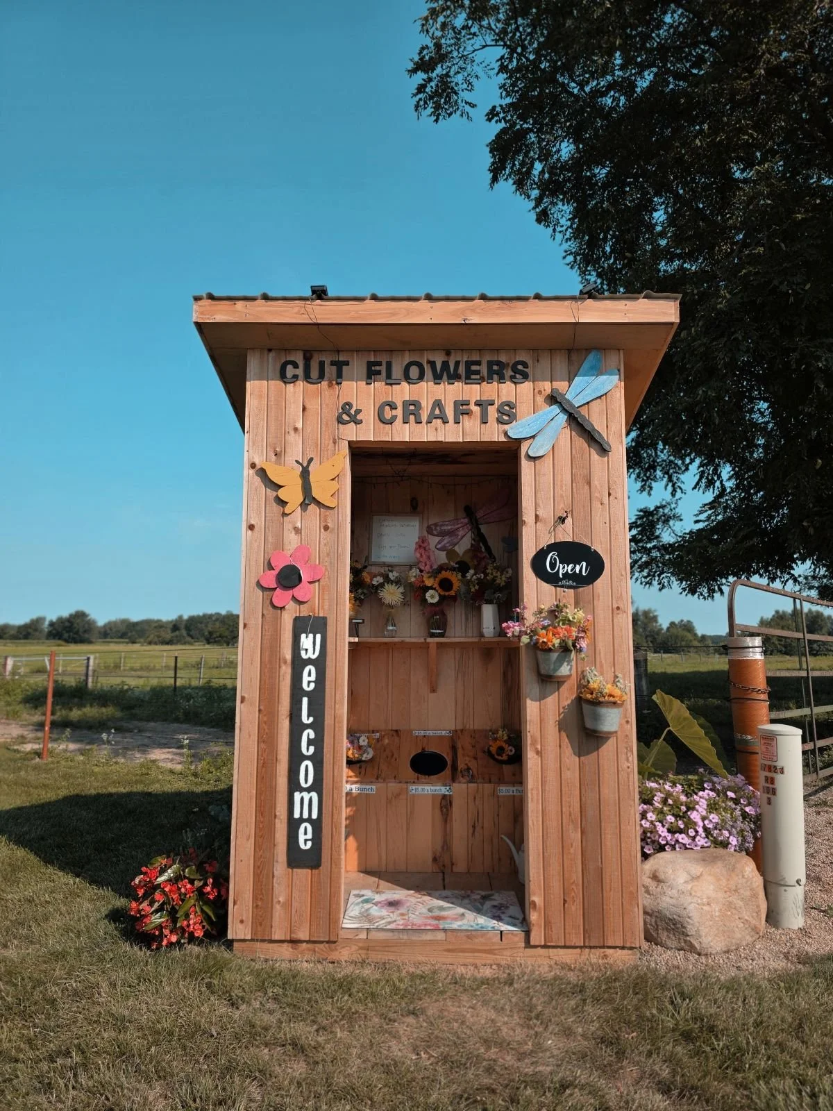 Roadside floral stand in the countryside of LaGrange, Co, Indiana
