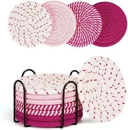 Pink Braided Coasters