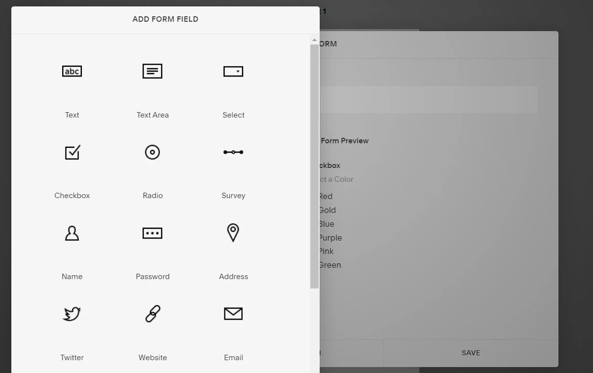 creating mandatory form in Squarespace checkout