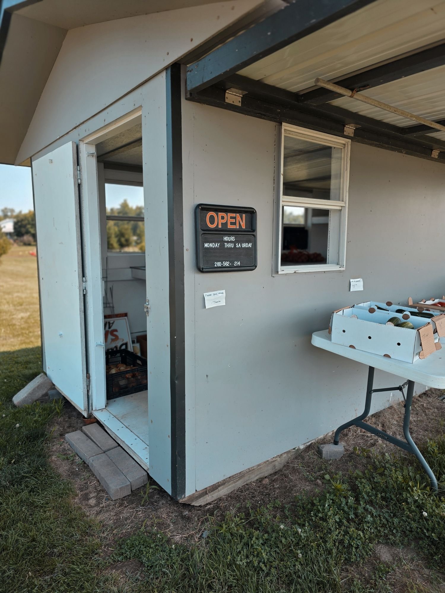 Roadside produce stand in Shipshewana, IN