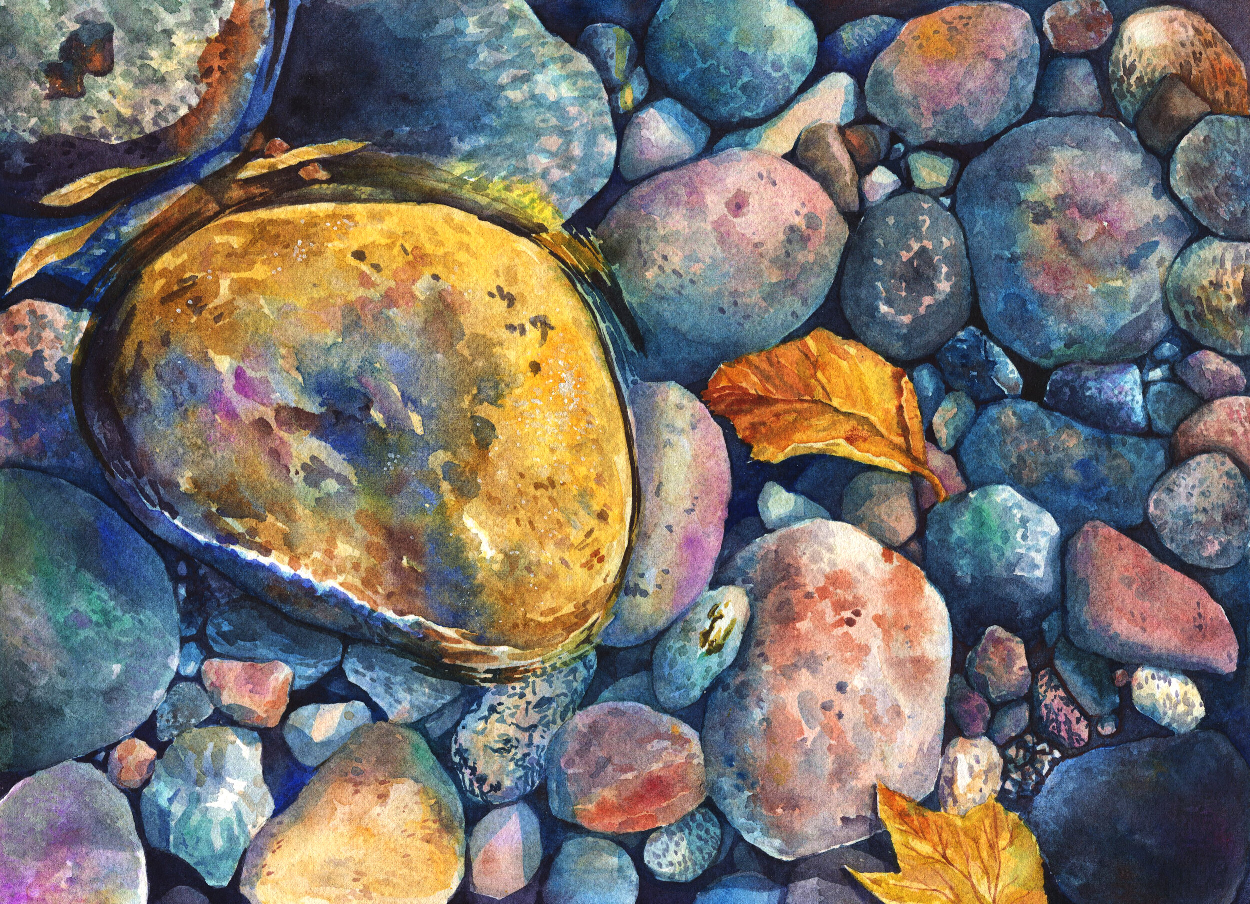 Painting River Rocks, Watercolor Walkthrough 1 — ART with Marina