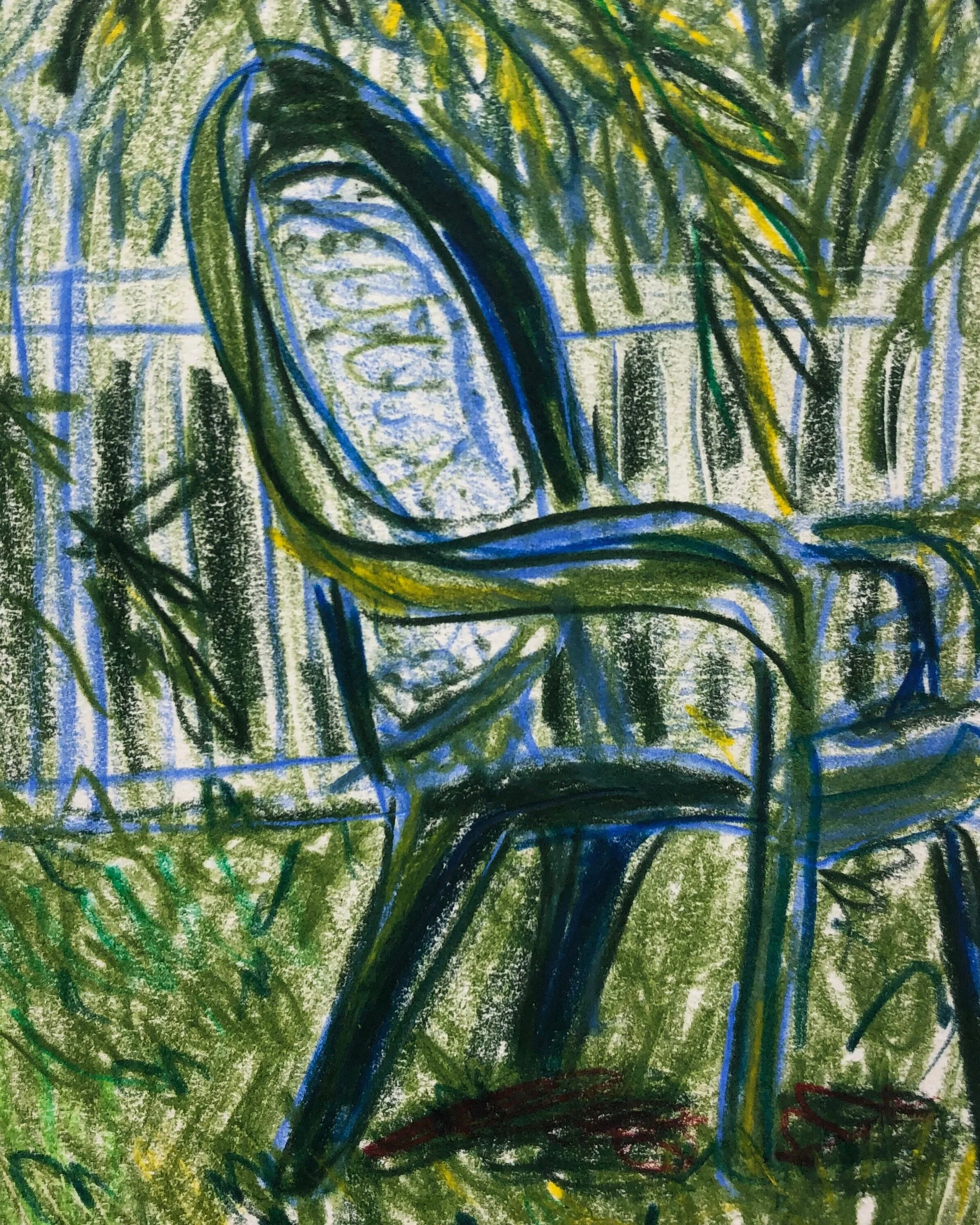 Boynton Chair, 5.5 x 7", watercolor pencil on paper, 2019