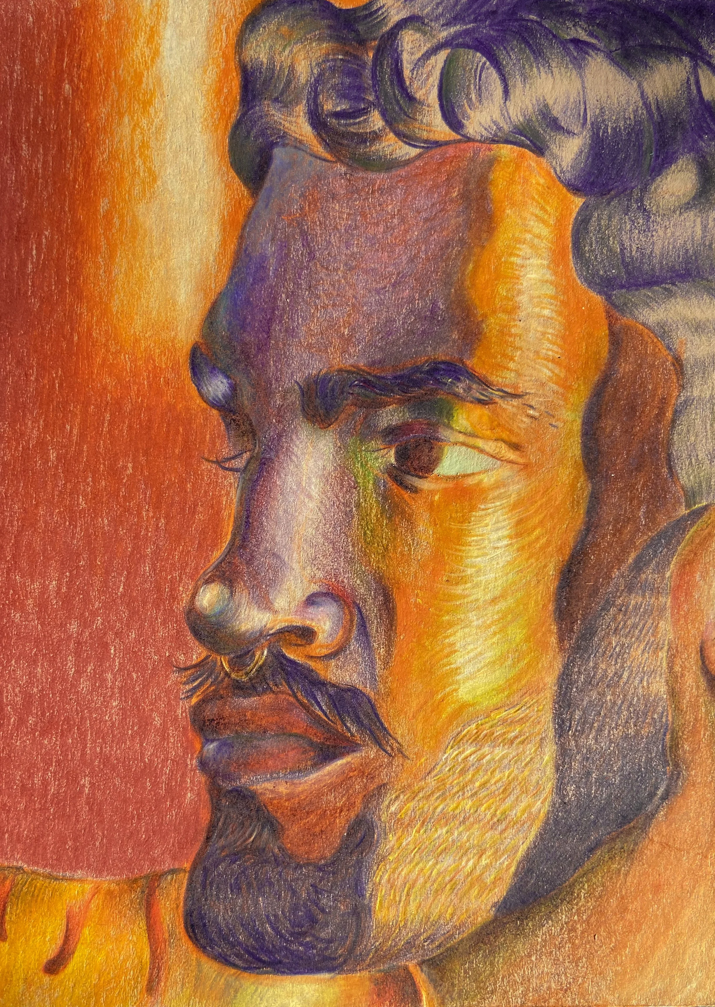 Stairwell Light, 4.5 x 6", watercolor pencil on paper, 2021