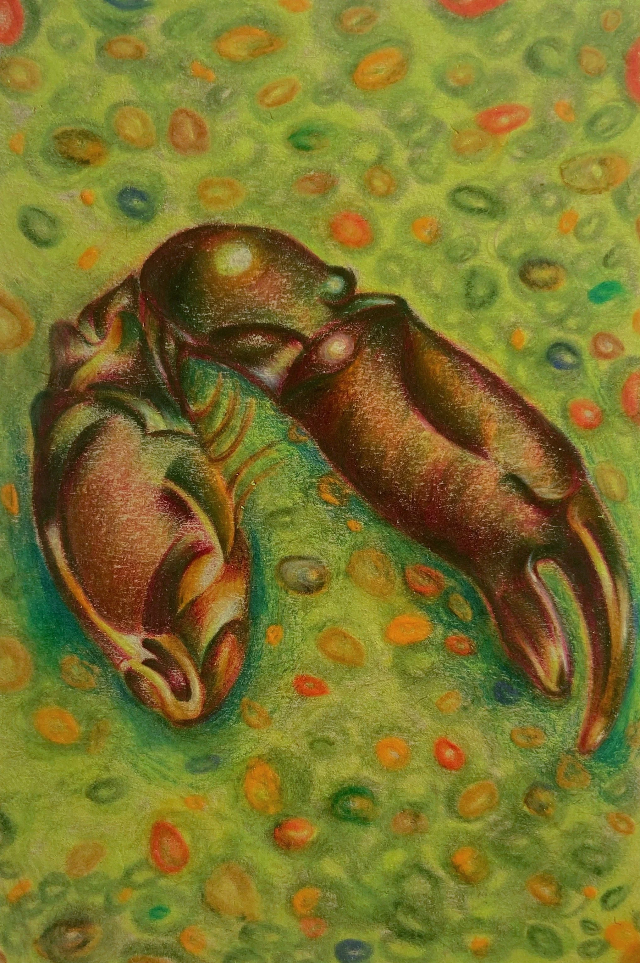 Palanca, 3 x 4.5", watercolor pencil on paper, 2021