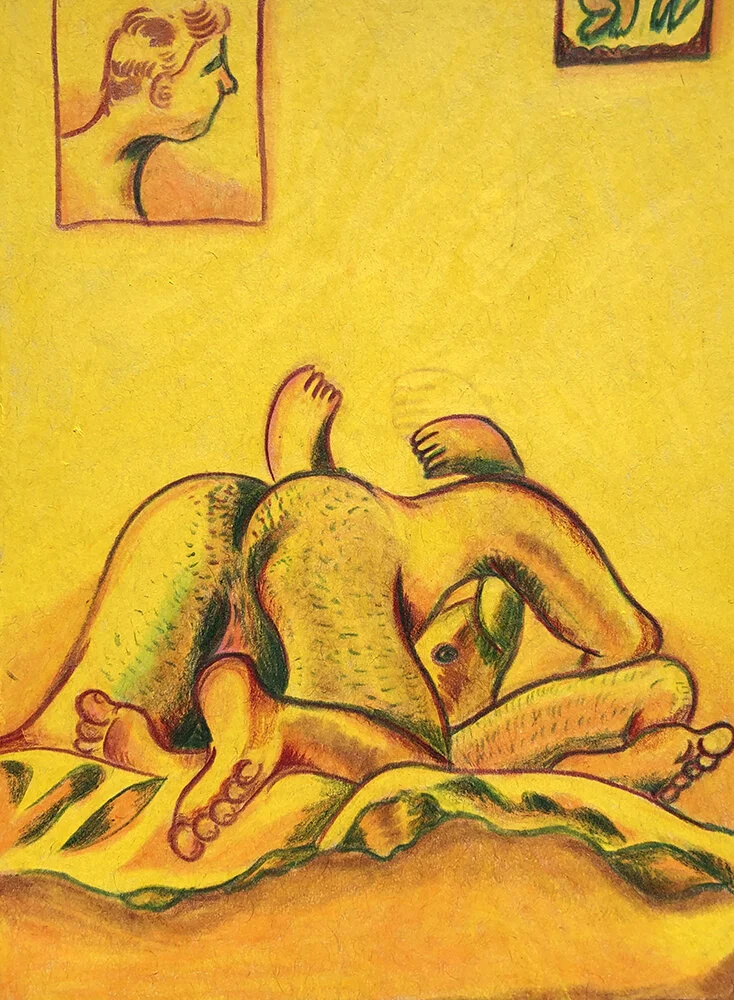 End of Summer, 4.5 x 6", watercolor pencil on paper, 2020
