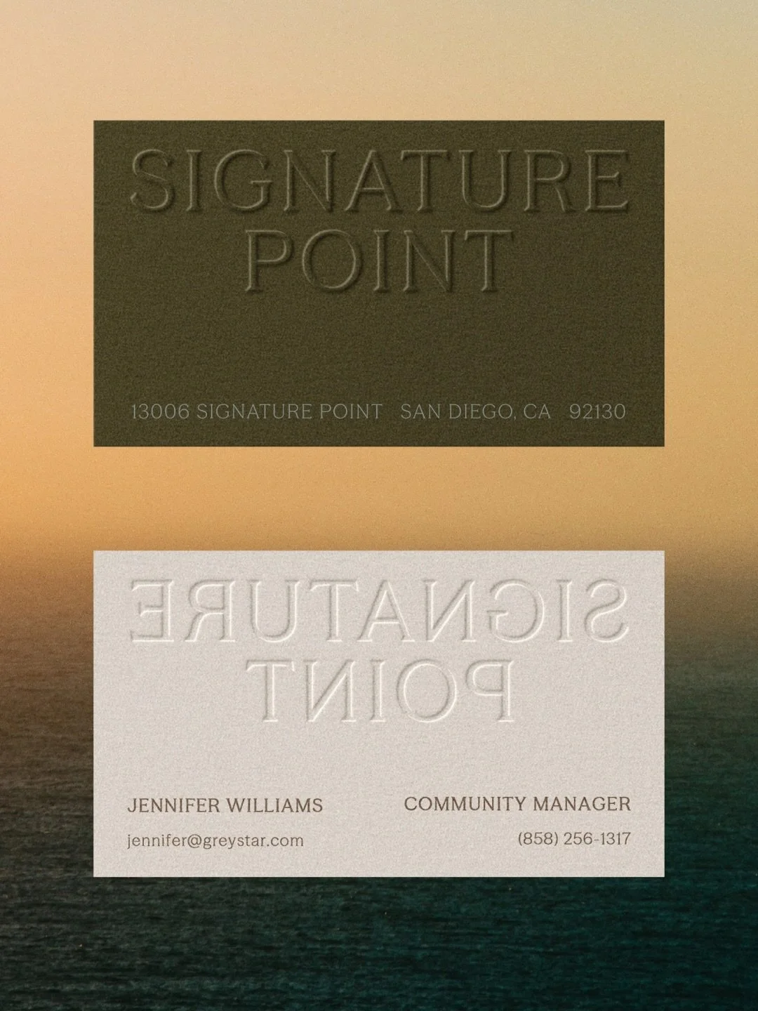 A brand done well is something you feel. Signature Point&rsquo;s marks carry that elevated, heritage weight, drawing from chiseled letterforms of old and finding new shape in &ldquo;the point.&rdquo; It stands on its own too, a consolidated mark that