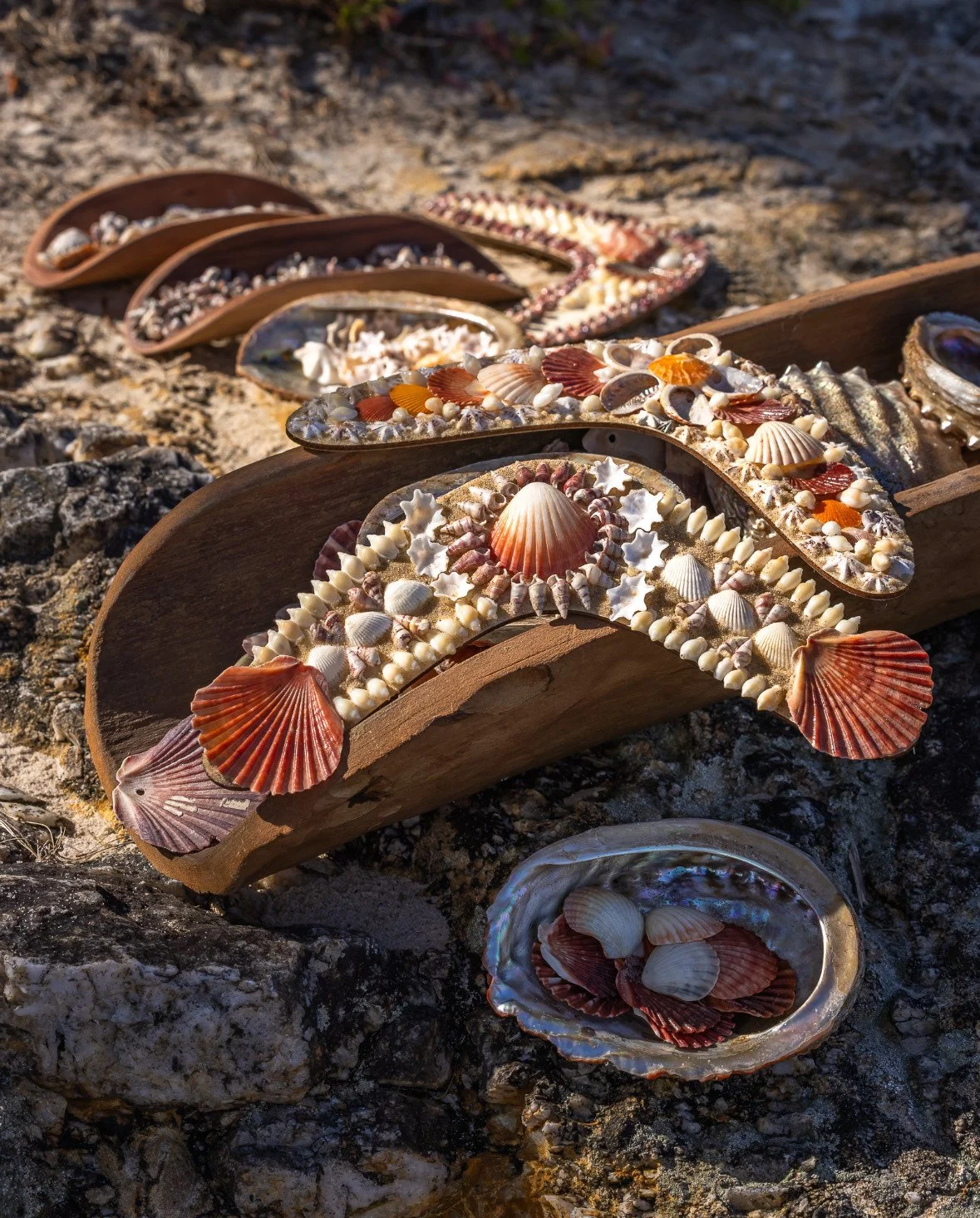 Shellwork by Jirribitti Dreaming and Marra-Wanggan Cultural Services. Image by David Rogers 2025