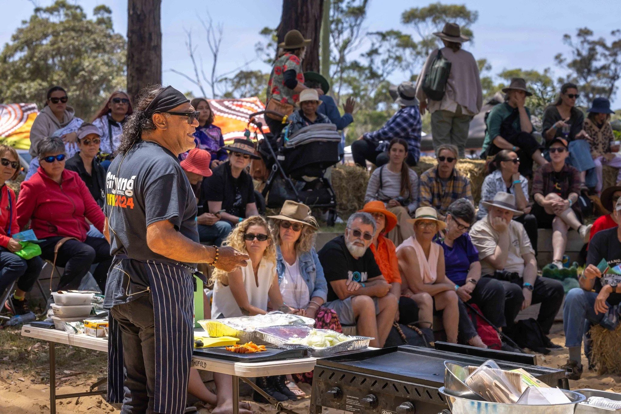 We couldn't keep him away if we tried! Not that we would want to! Giiyong Festival 🖤's The Black Olive.
THE BLACK OLIVE is back - Join Chef Mark Olive and Giiyong Festival’s very own Artistic Director Alison Simpson around the firepit in the