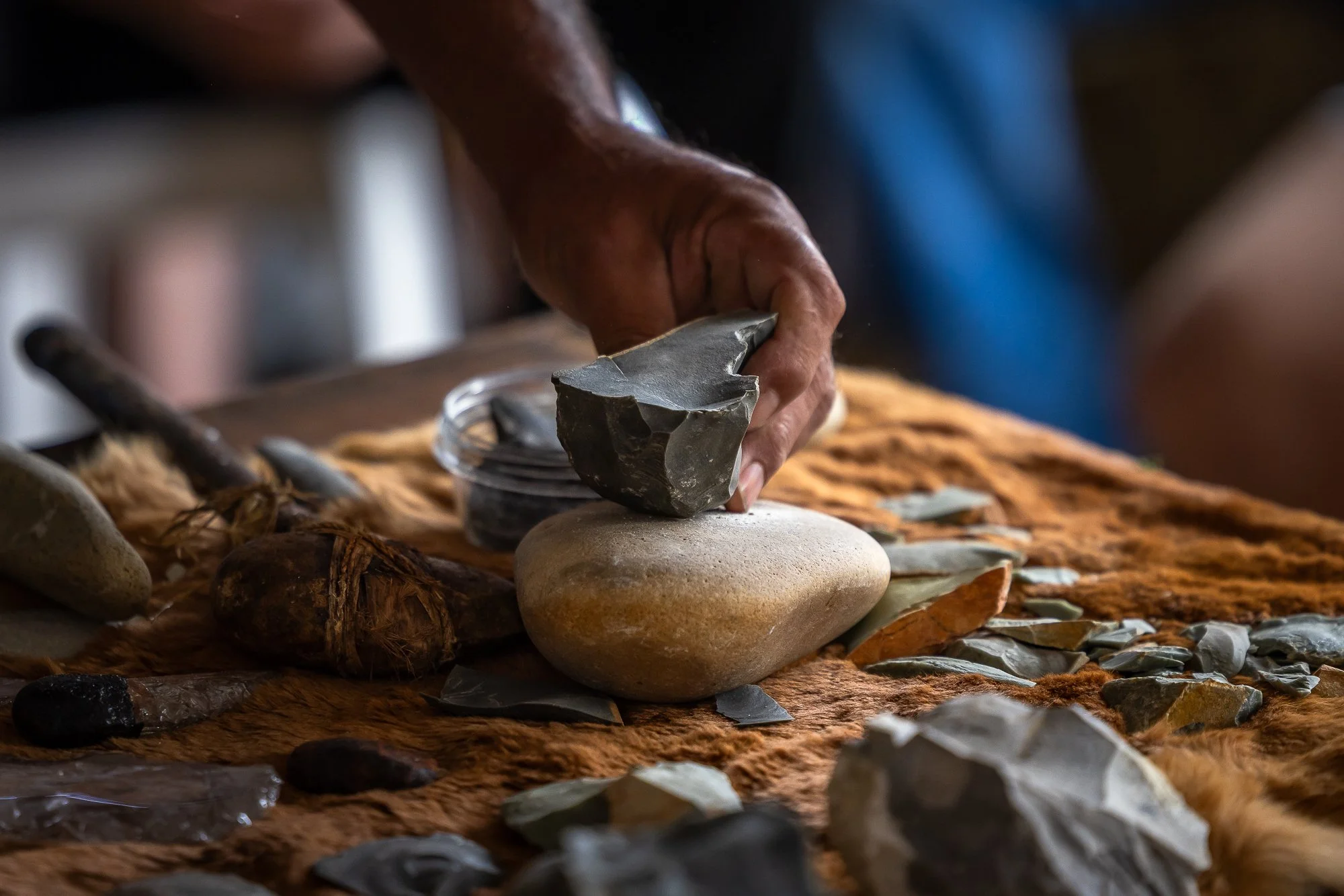 Back by popular demand, Shane Herrington from Wolgalu Footprints brought his Traditional Stone Tools Workshop to the crowds at the 2025 Giiyong Festival, in our new Walk-In Workshops tent - and it was standing room only.

Up in the Uncle Buddy Kirby 
