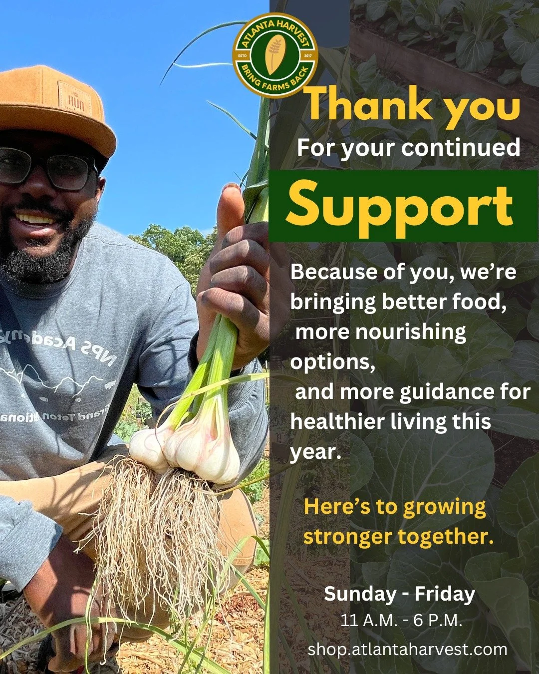 This one is from the heart 🤍

As we step into the new year, we want to say thank you.

Thank you for supporting Atlanta Harvest,  Local Lands, and the local farmers who show up every day to grow and raise food that truly supports your health. Becaus