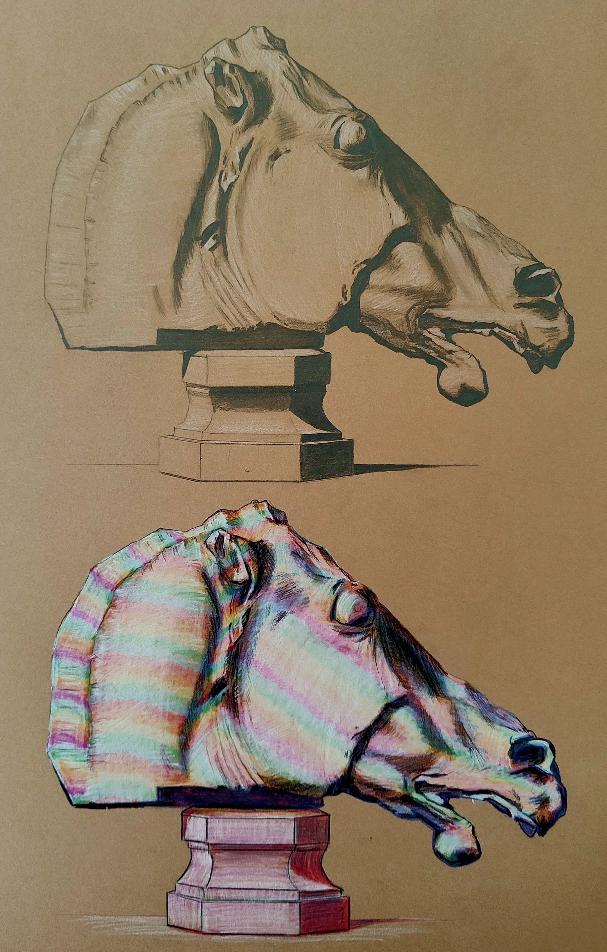 Synaesthetic drawing of Bargue, plate I, 47.