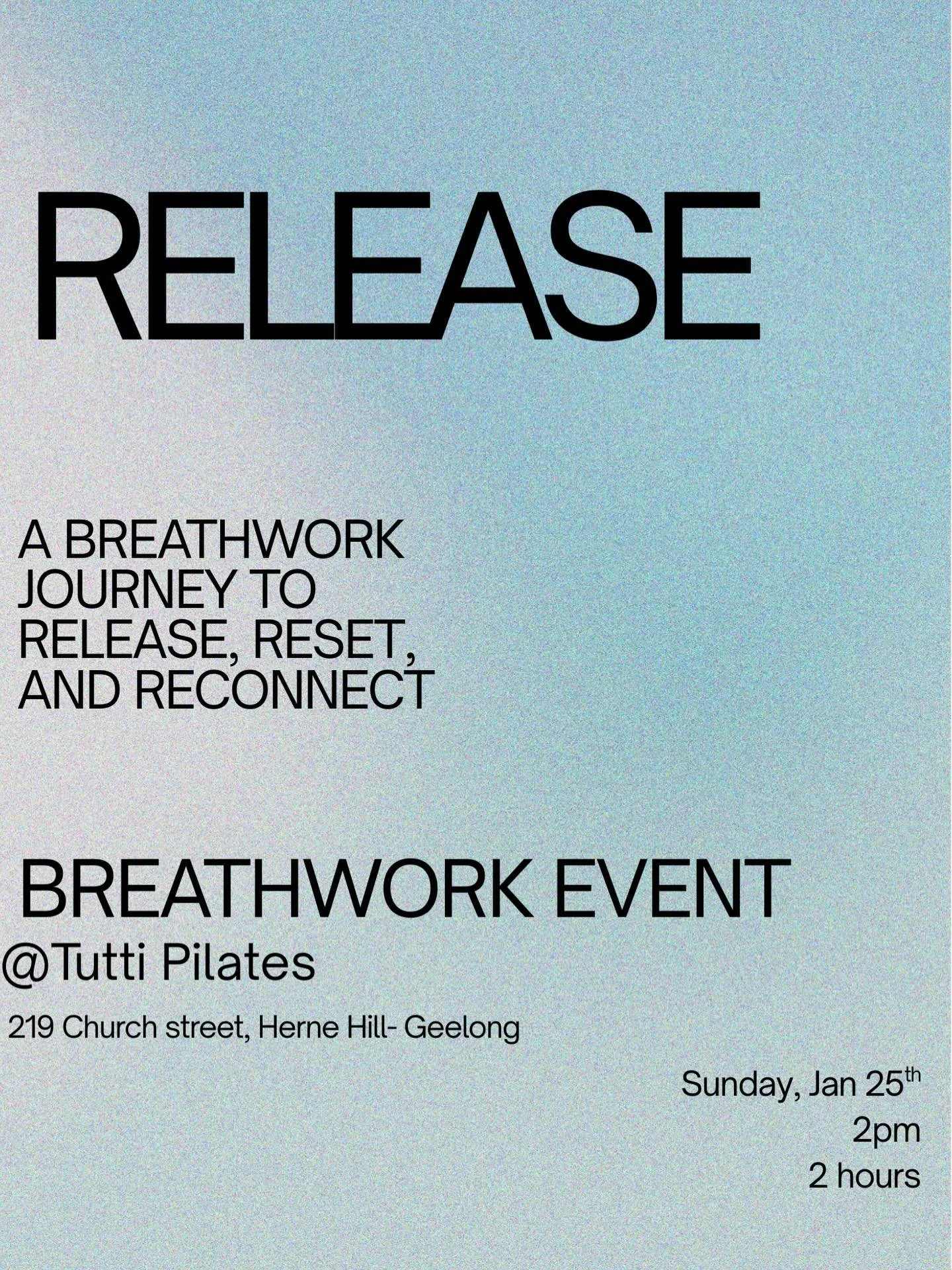 So excited to return back to @tutti__pilates to share my Release Breathwork workshop! Can&rsquo;t wait to see you all again and if you&rsquo;re around Geelong way, please join us. 

This workshop is a guided breathwork journey designed to release ten