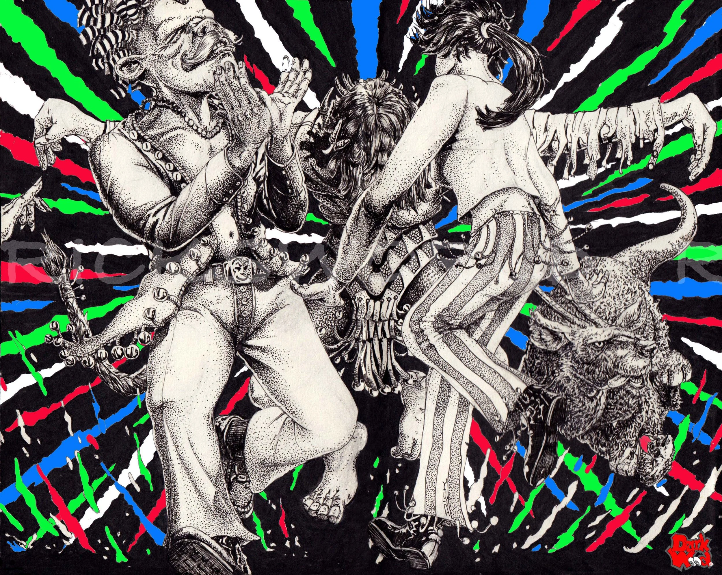 The Rave at the Bolt Hole Inn music festival went on until the sun rose the next day. (Micron - Coloured Photoshop). Code: DW 053