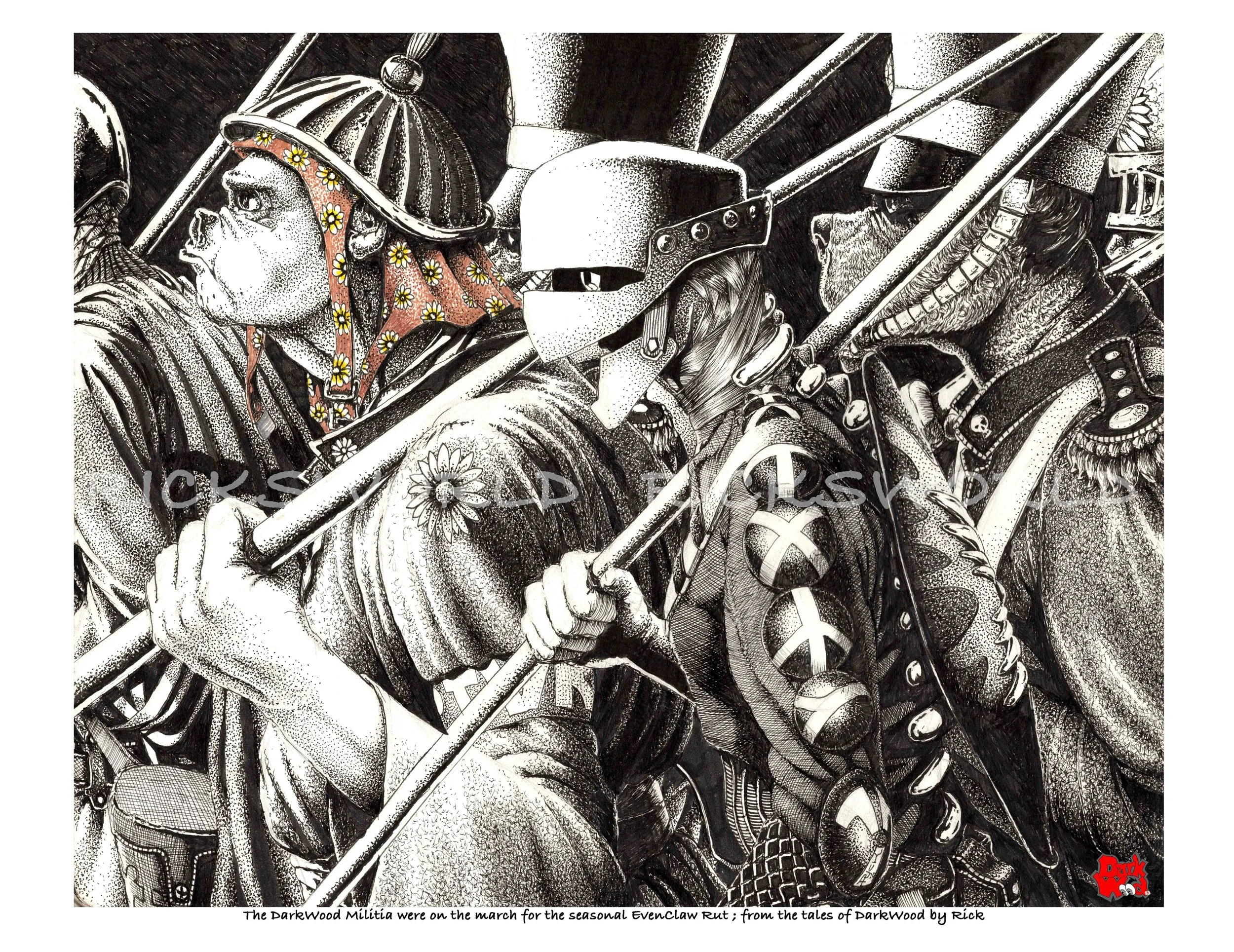 The DarkWood Militia were on the march for the seasonal EvenClaw Rut. (Micron - ink) Code DW077