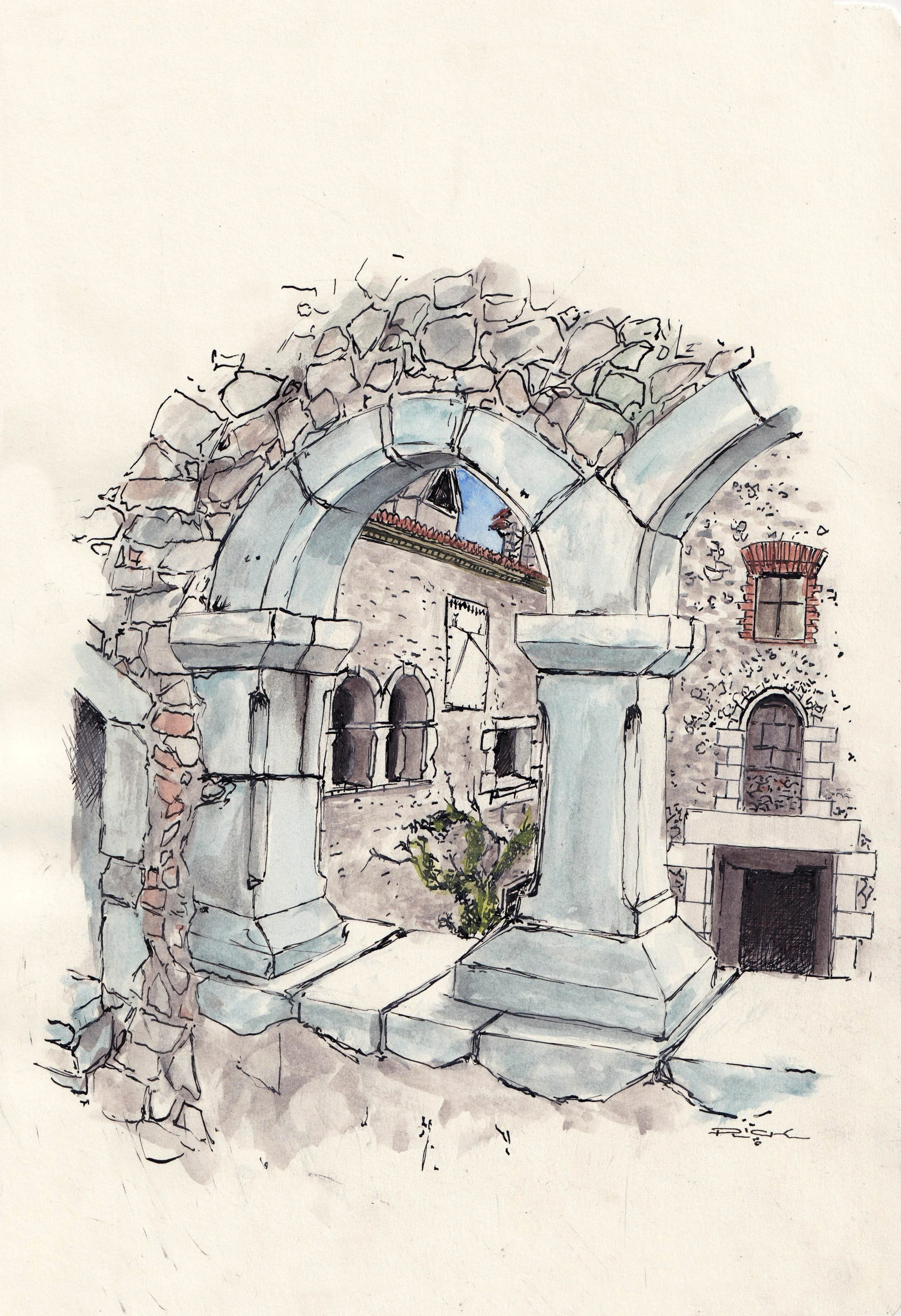 Sketch from Monestir Sant Salvi - Spain Line and Wash (2026)