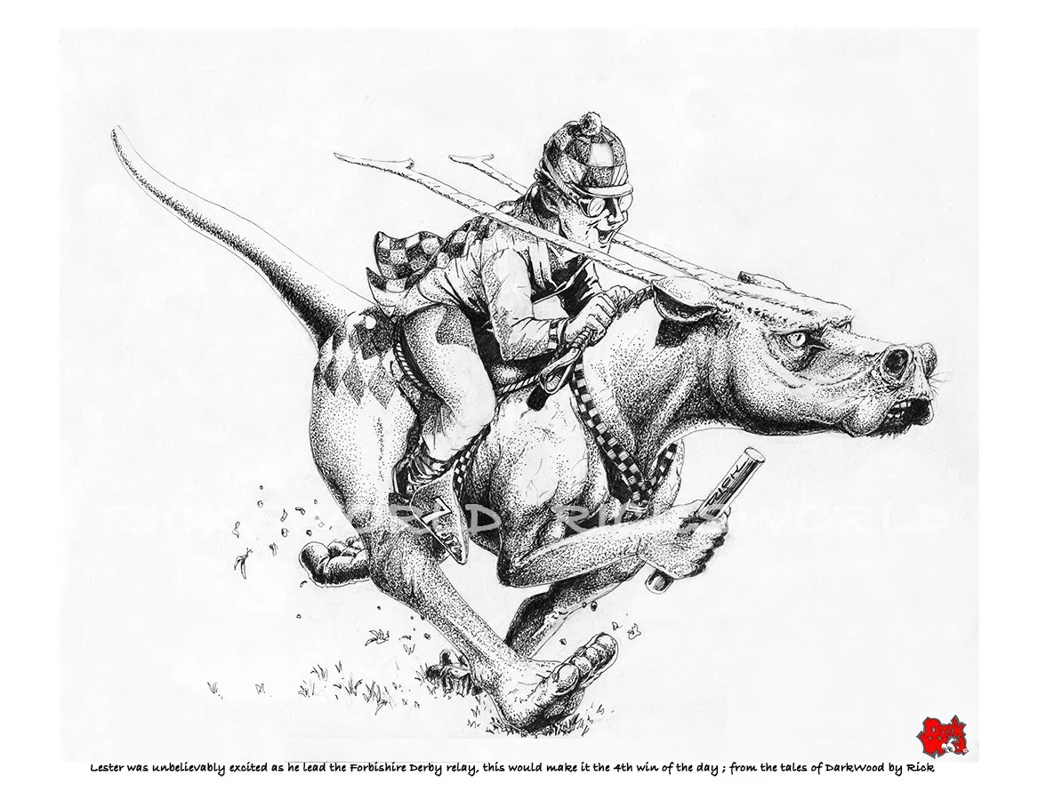 Lester was so excited as he lead the Forbishire Derby Relay, this would make it his 4th win of the day.  (Micron - Ink) Code DW084