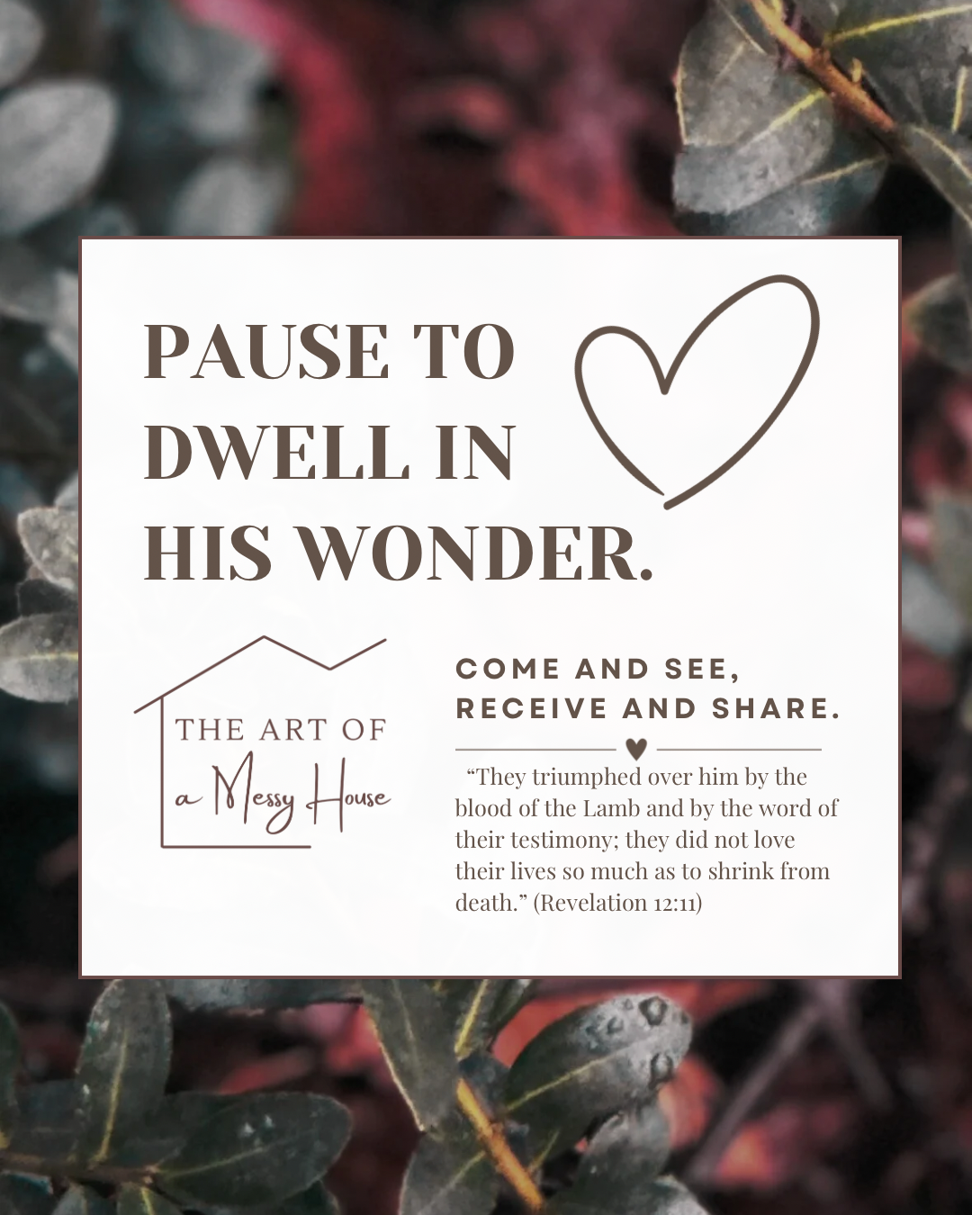 Pause to Dwell in His Wonder