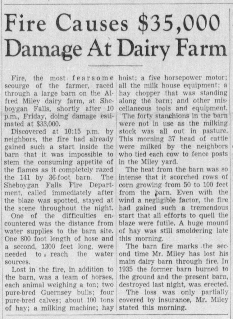 Miley Barn Fire 1935