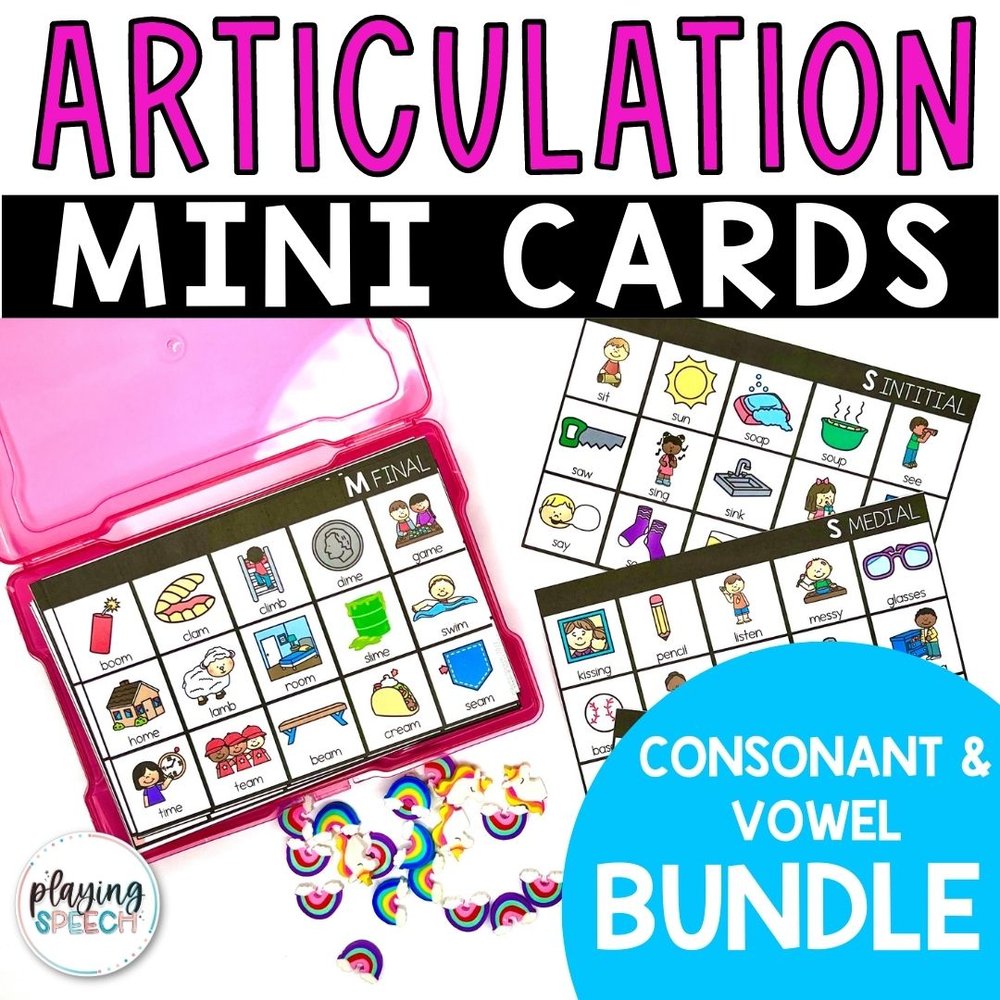 Mini Articulation Cards and Vowel Cards BUNDLE for Speech Therapy — Playing  Speech