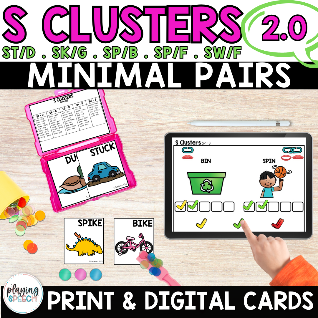 S Blends Cluster Reduction Articulation Activities Minimal Pairs Speech Therapy