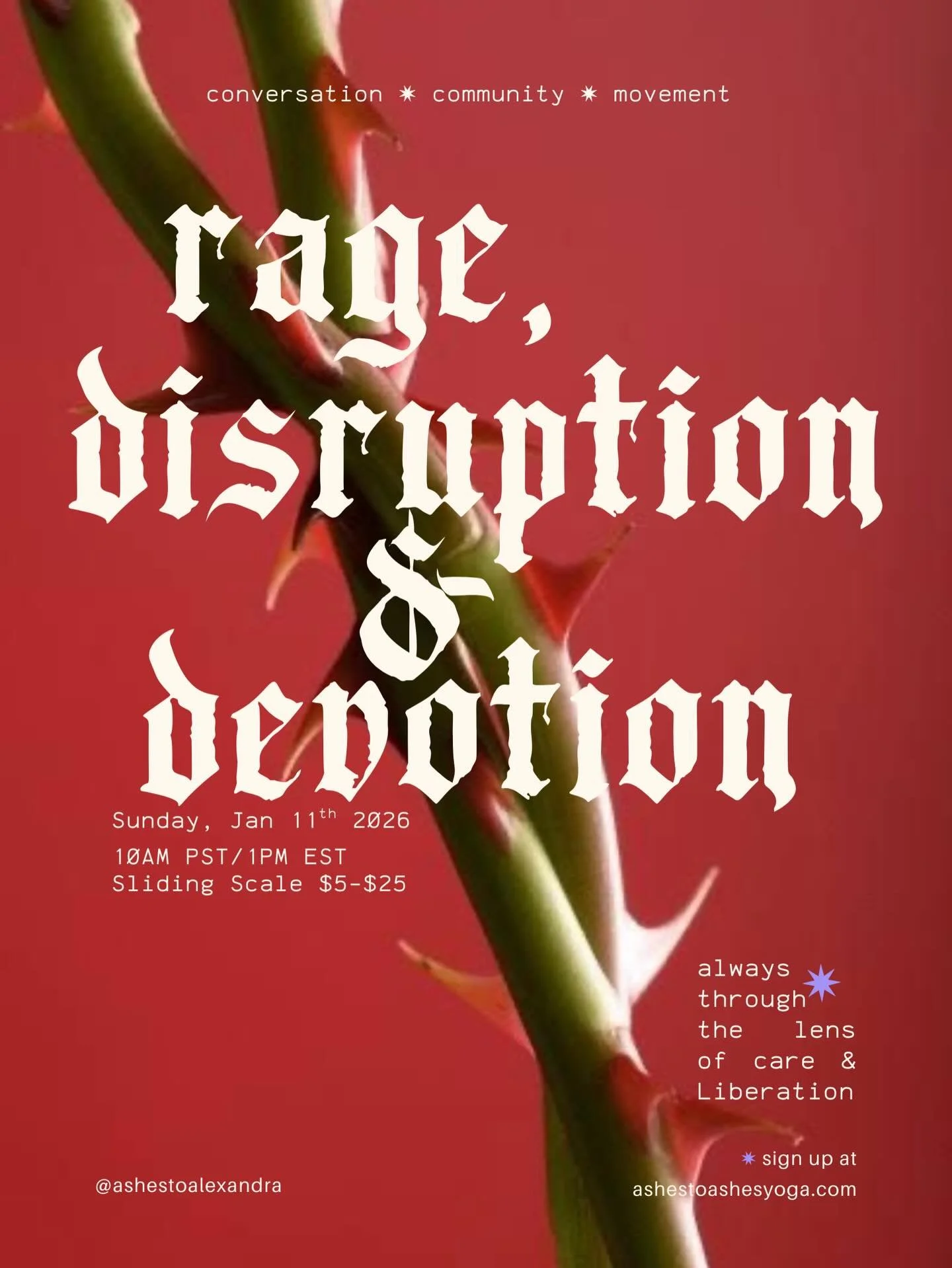 𝕣𝕒𝕘𝕖, 𝕕𝕚𝕤𝕣𝕦𝕡𝕥𝕚𝕠𝕟 &amp; 𝕕𝕖𝕧𝕠𝕥𝕚𝕠𝕟

How can we feel the depth of our rage, our pain, our grief in a way that is transformative&hellip; in a way that pulls us toward service &amp; Liberation?

I held this today within Body Temple Da