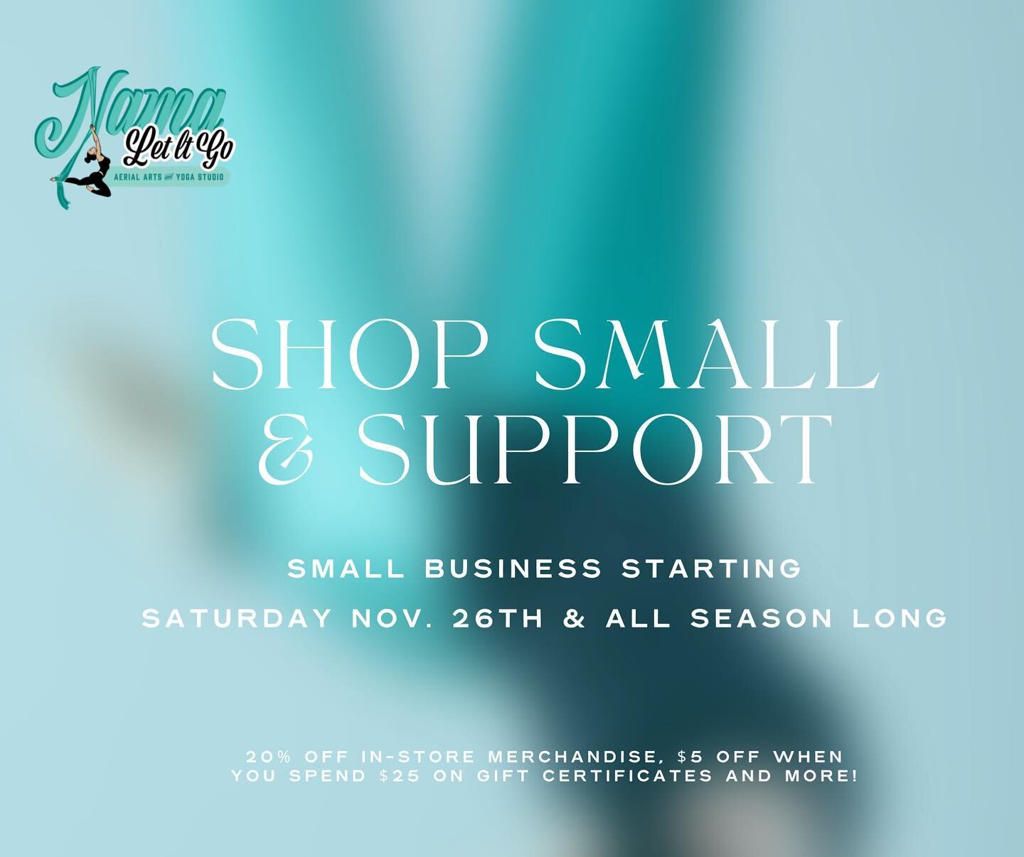 💙Tomorrow!!💙

In honor of Small Business Saturday we will be open for walk-ins from 9:30am-11am following our Aerial Detox &amp; Glow class! ( we&rsquo;d love to hang with you and there&rsquo;s still room!! Sign up at www.namaletitgo.com ) 

You wi