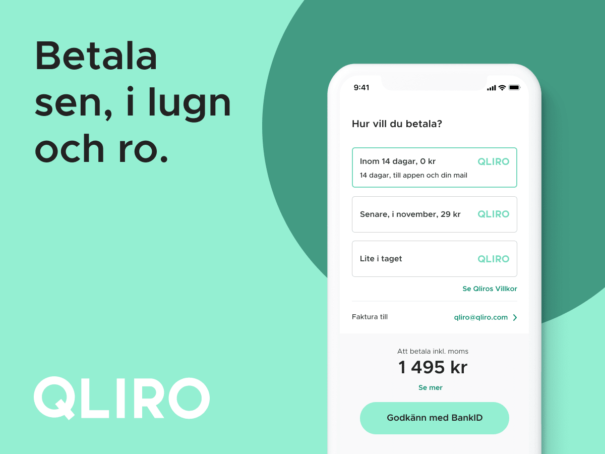 Delbetalning med Qliro – Betala sen, i lugn och ro.